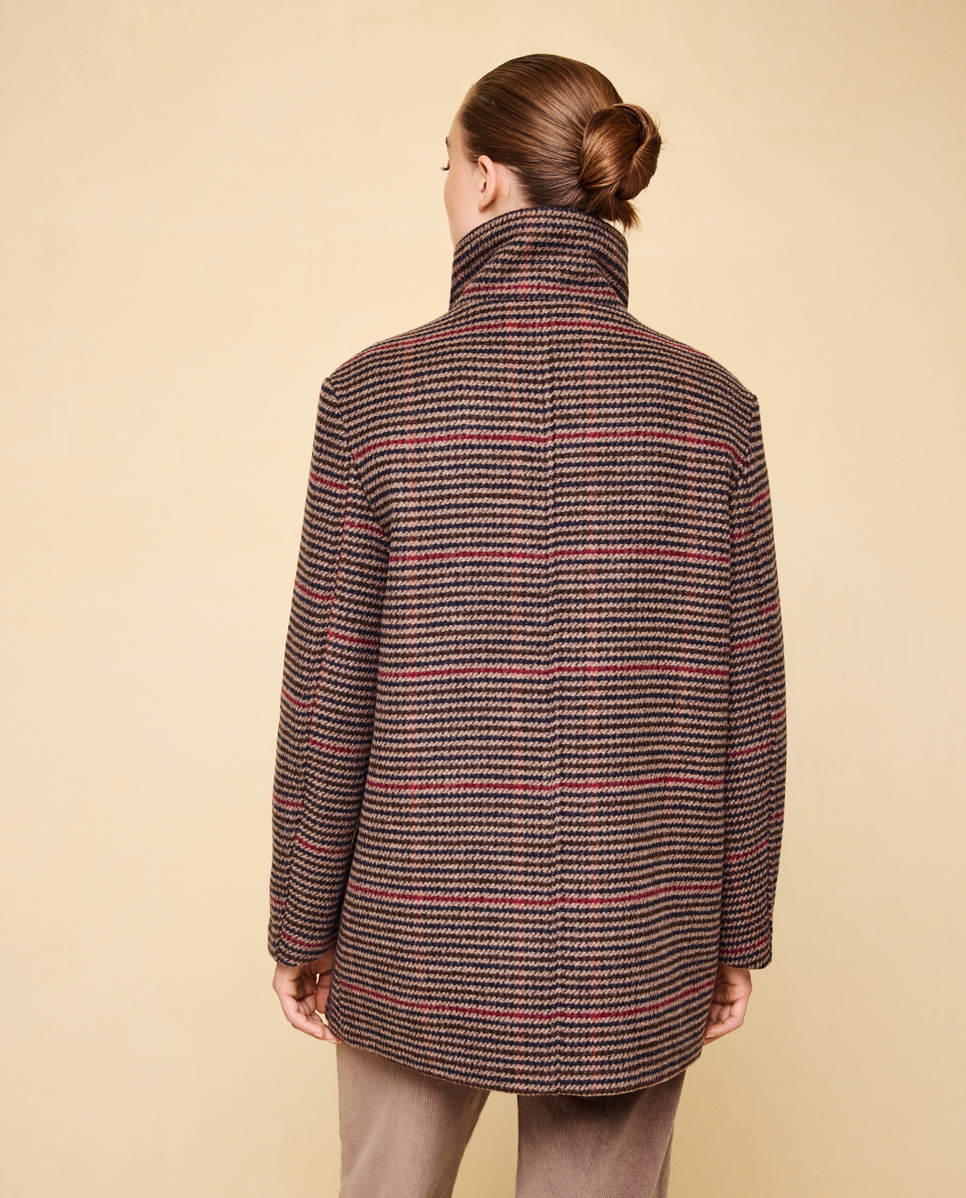 Chaquetón de mujer con lana y cuello subido - Easy Wear - Rojo Rojo-3