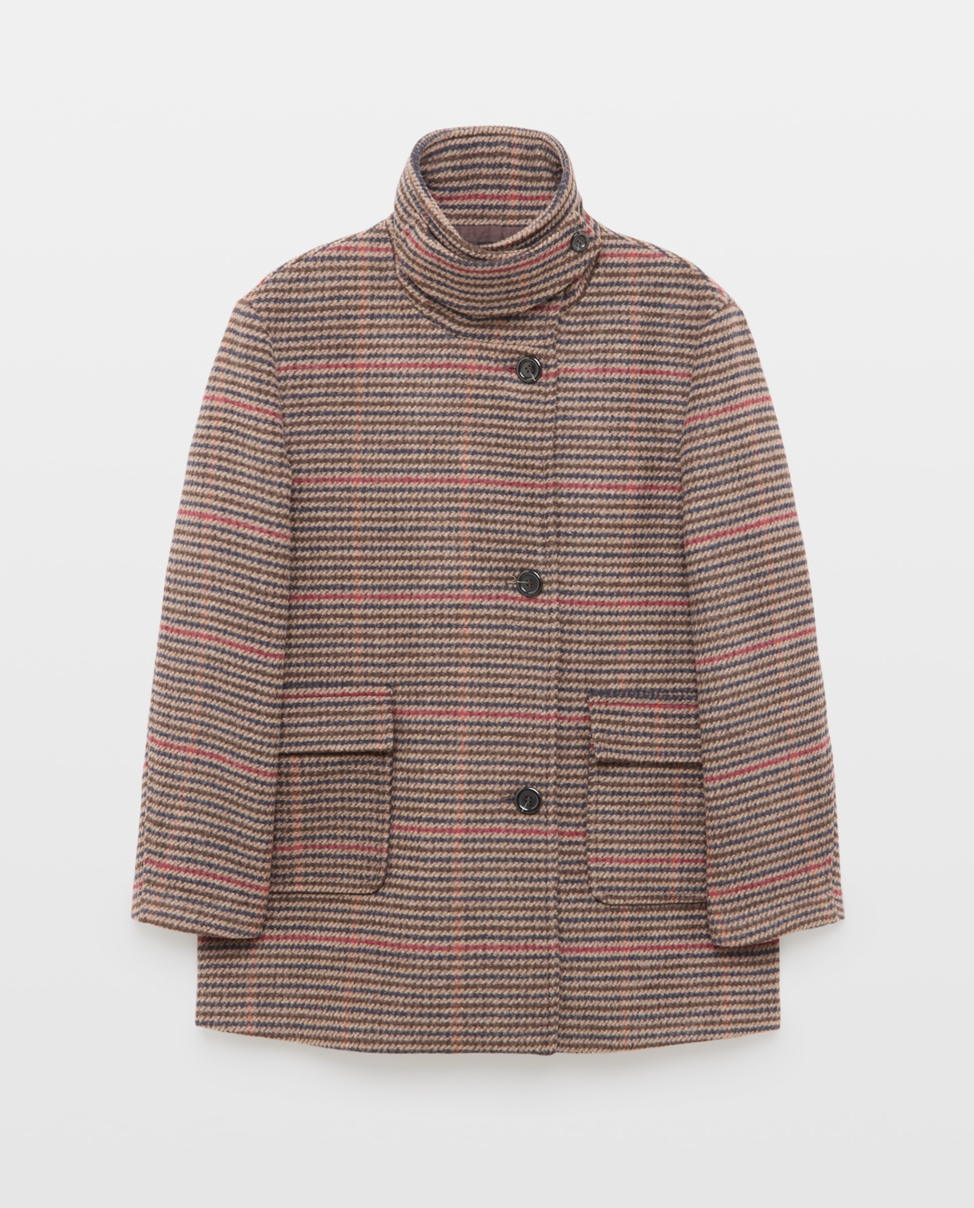 Chaquetón de mujer con lana y cuello subido - Easy Wear - Rojo Rojo-4