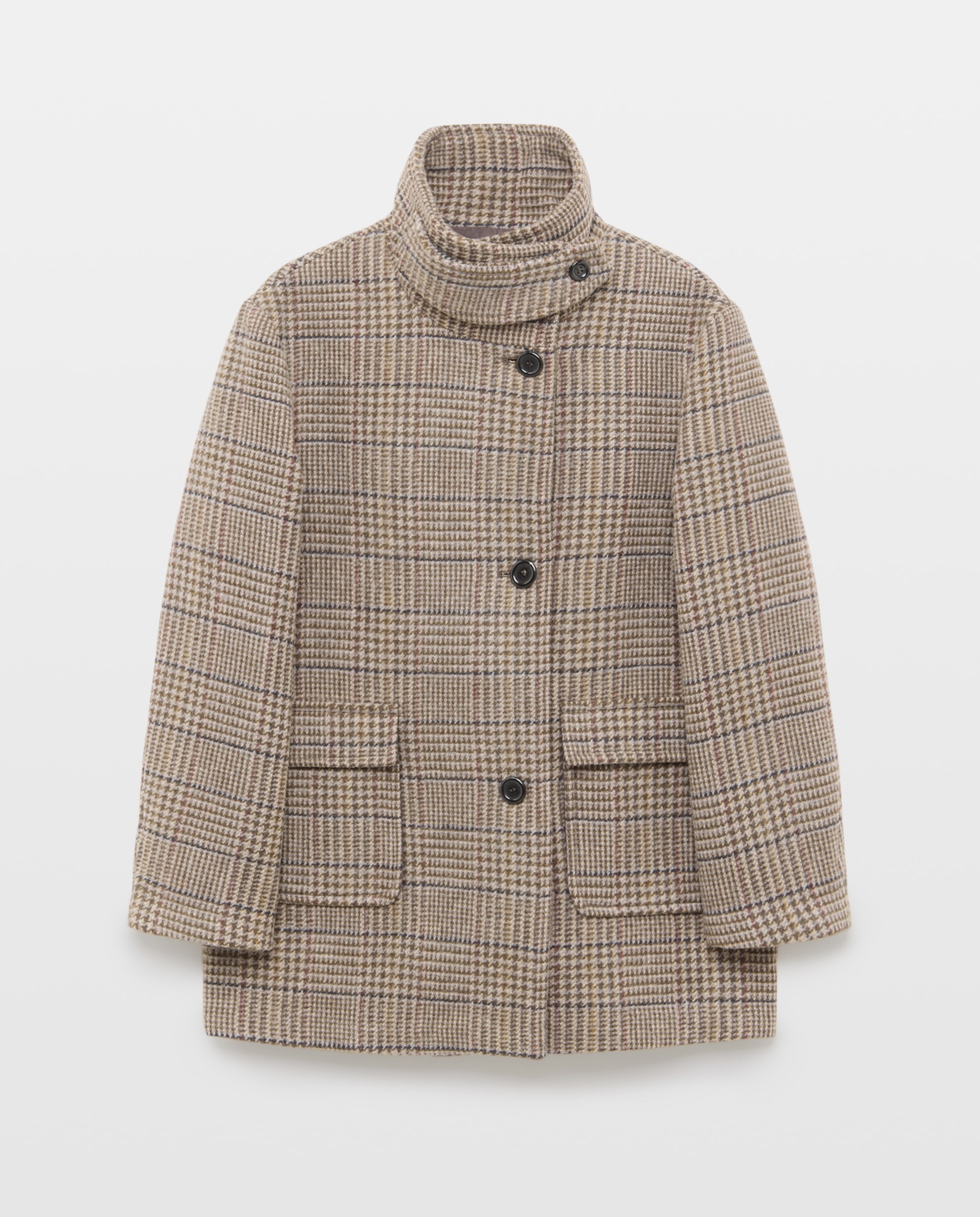 Chaquetón de mujer con lana y cuello subido - Easy Wear - Marrón Marrón-5