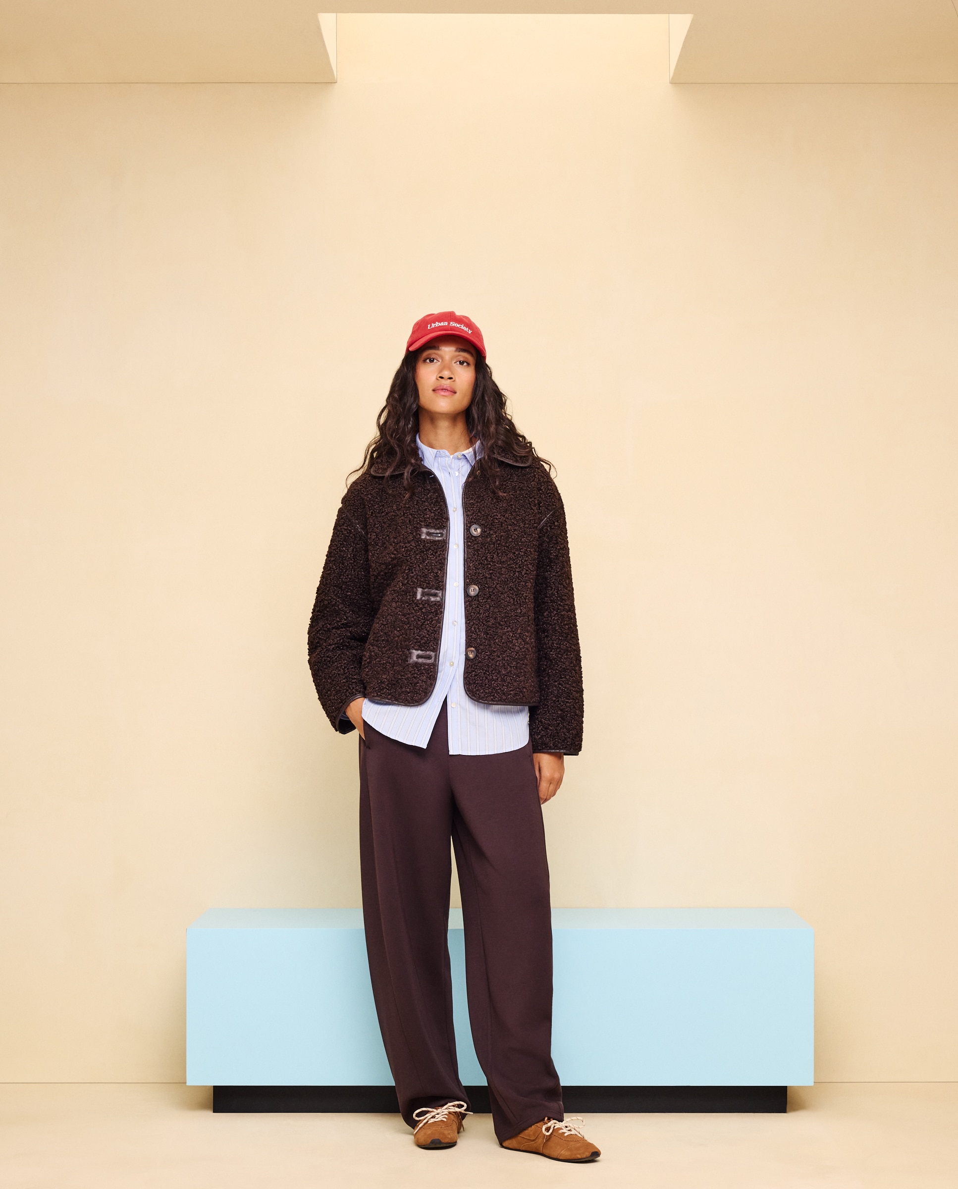 Chaquetón de mujer borreguillo - Easy Wear - Marrón Marrón-1