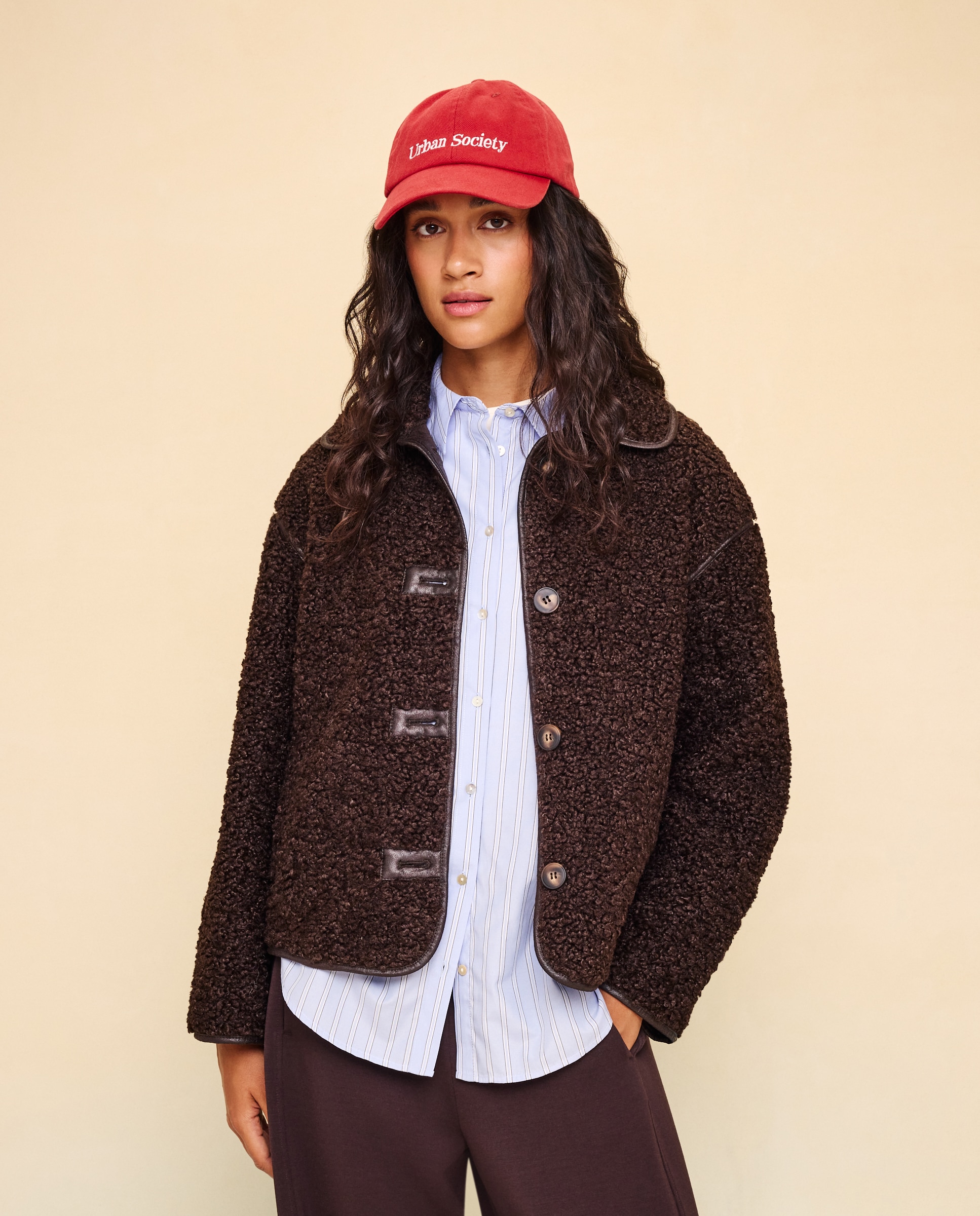 Chaquetón de mujer borreguillo - Easy Wear - Marrón Marrón-2