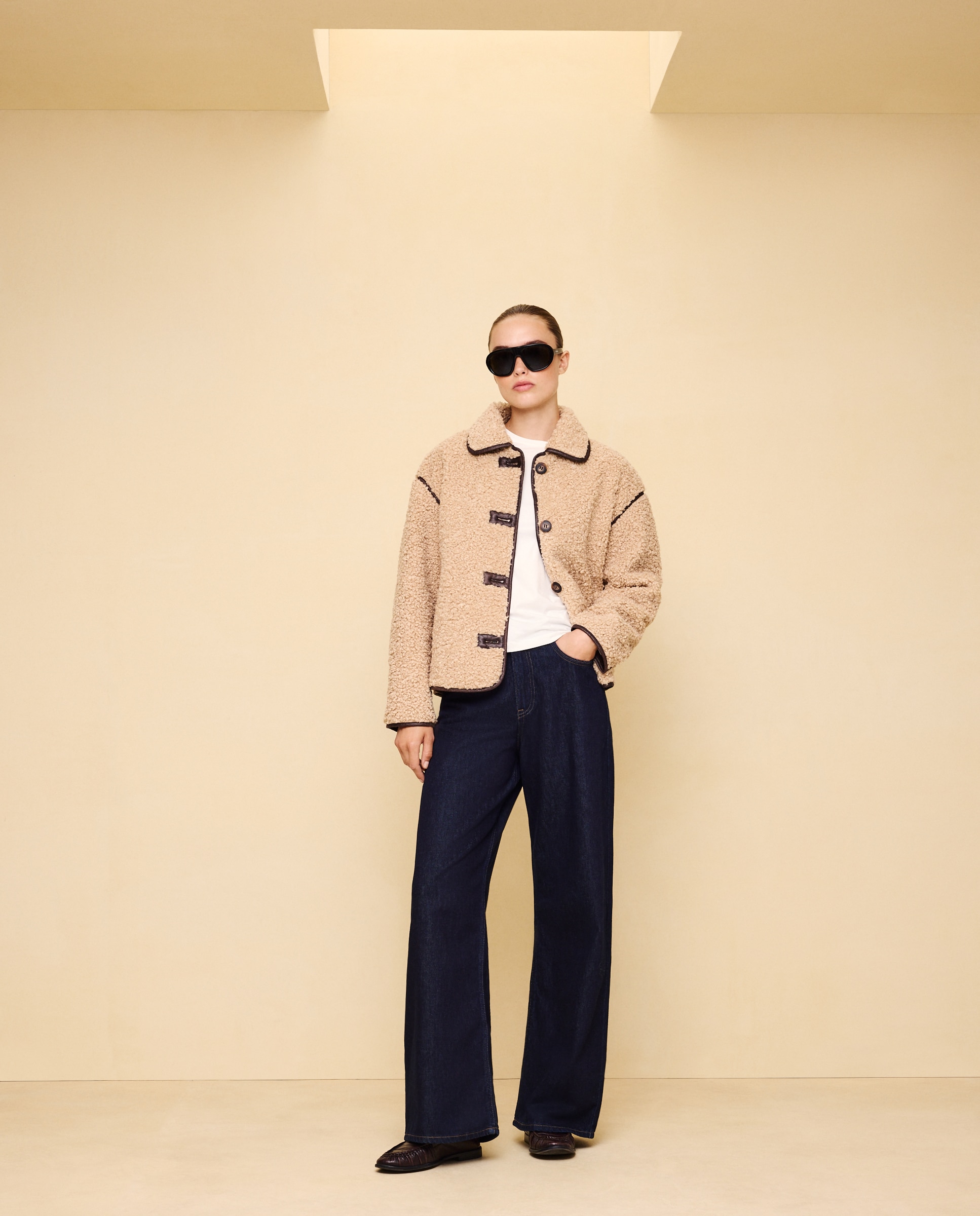 Chaquetón de mujer borreguillo - Easy Wear - Beige Beige-1