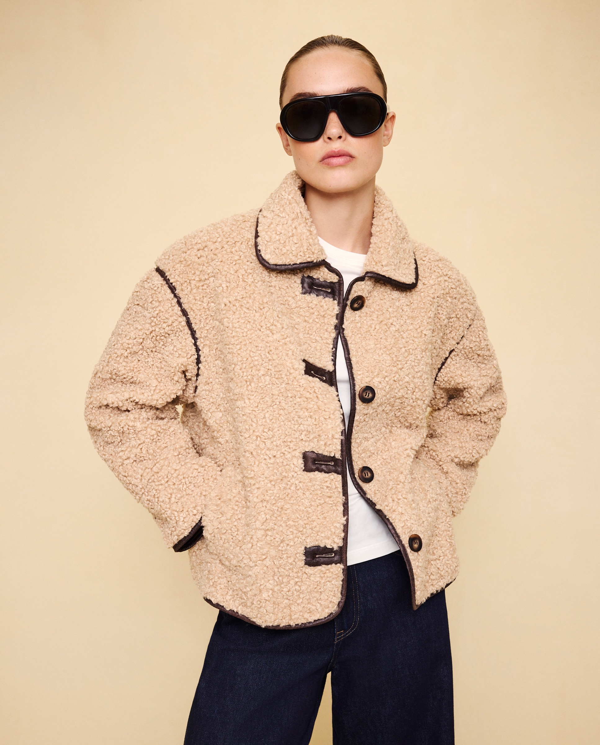 Chaquetón de mujer borreguillo - Easy Wear - Beige Beige-2