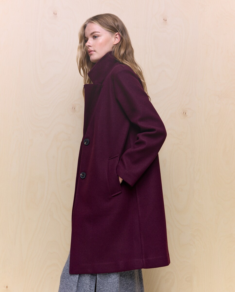 Sobretudo de Malha com Lapela Bordeaux-2