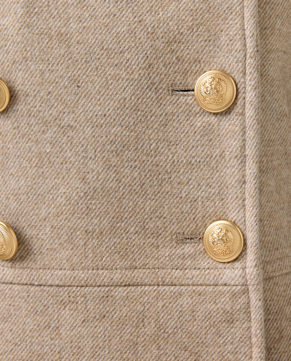 Sobretudo estilo militar de mulher Vison Claro-6