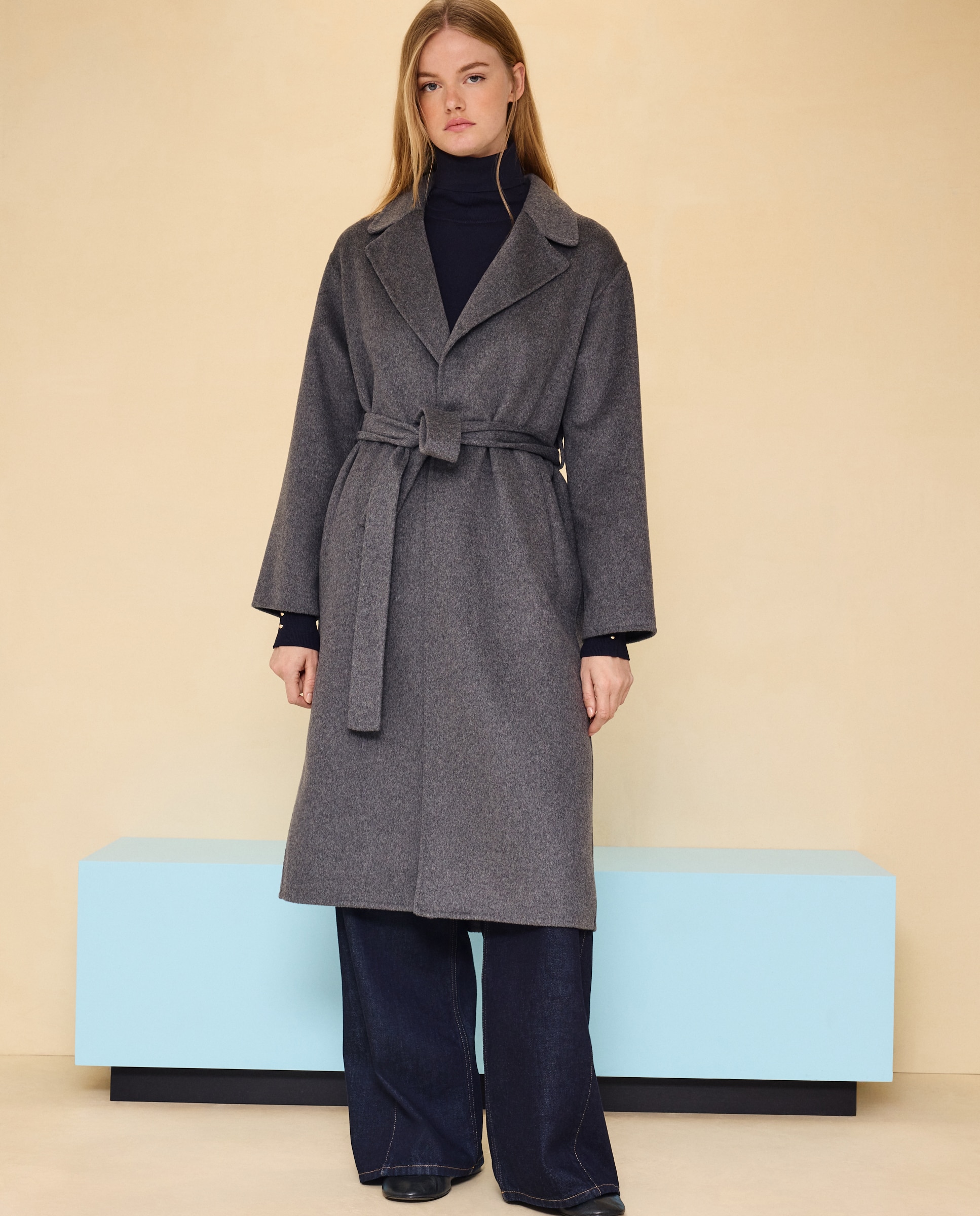 Abrigo de mujer con lana handmade - Easy Wear - 820 Gris medio 820 Gris medio-1