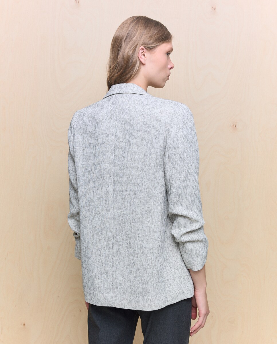 Blazer de Manga Comprida em Balão Pedra-2