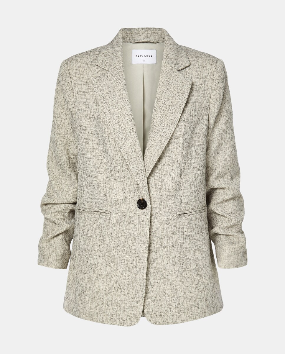 Blazer de Manga Comprida em Balão Pedra-4