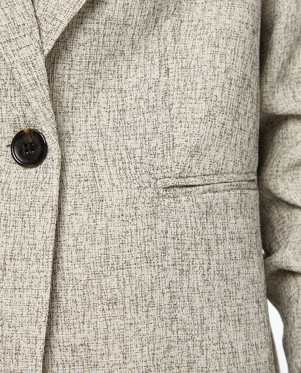 Blazer de Manga Comprida em Balão Pedra-5