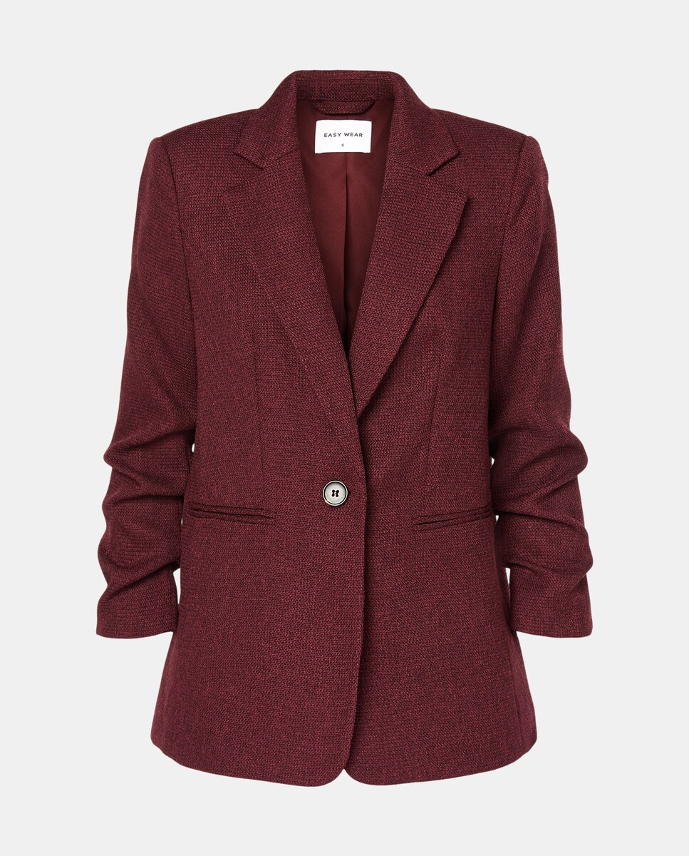 Blazer de Manga Comprida em Balão Bordeaux-4