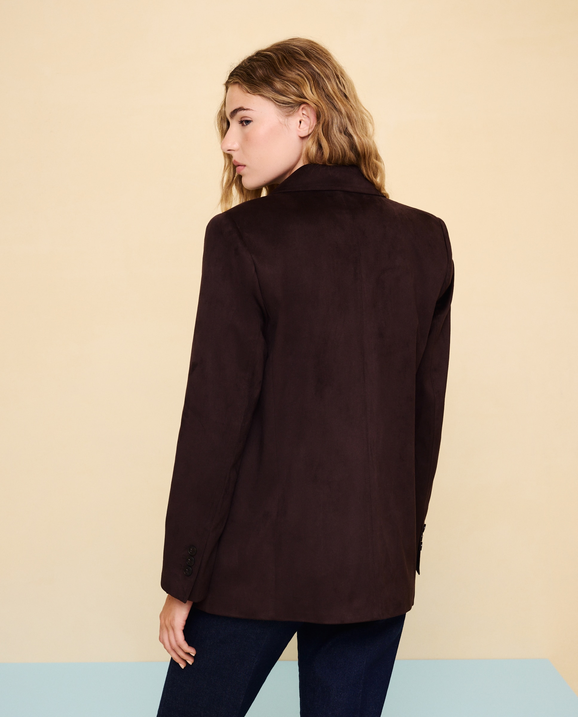 Blazer efecto ante de mujer - Easy Wear - Chocolate Chocolate-2