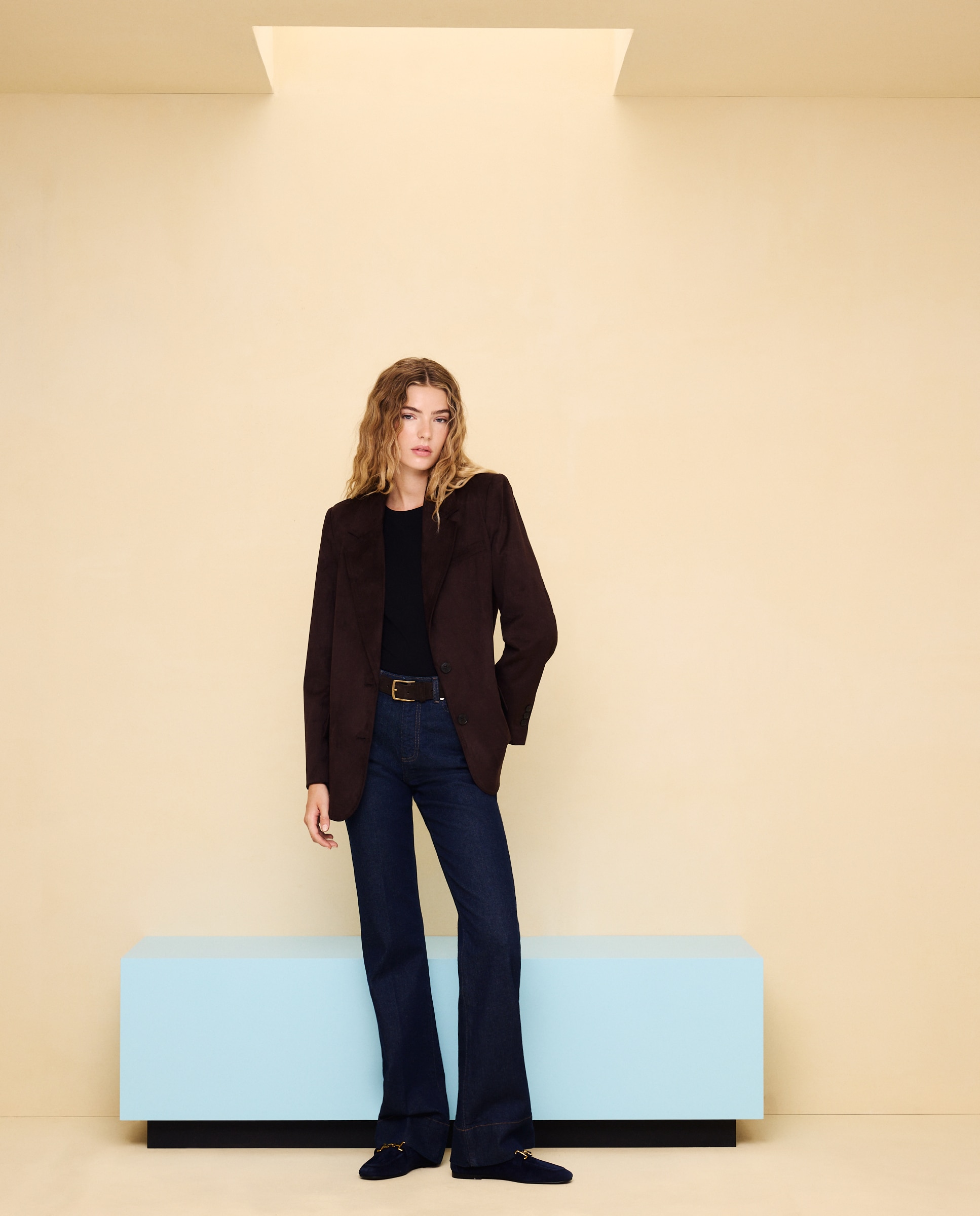 Blazer efecto ante de mujer - Easy Wear - Chocolate Chocolate-3