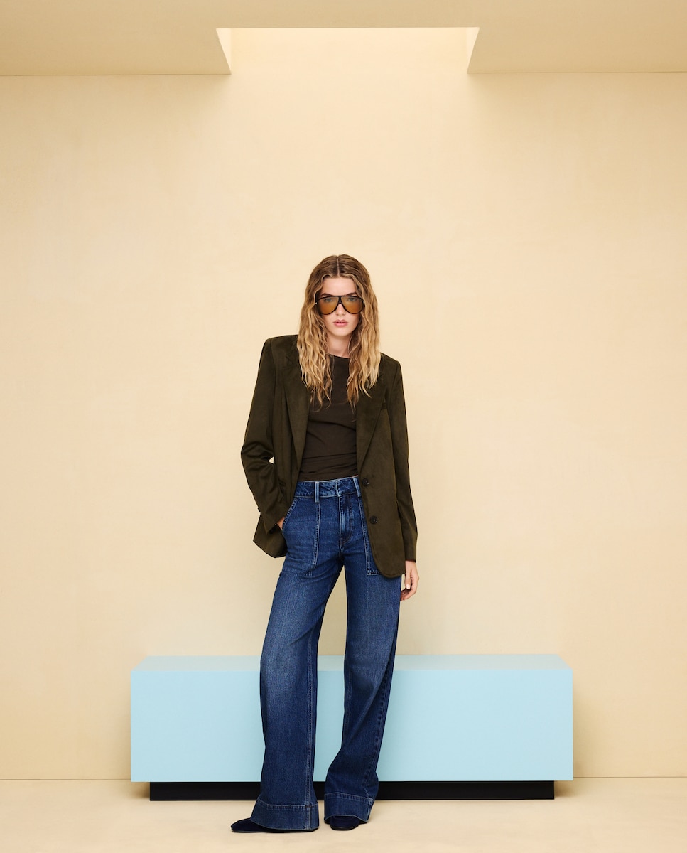Imagen 0 de Blazer efecto ante de mujer 530 Verde oscuro
