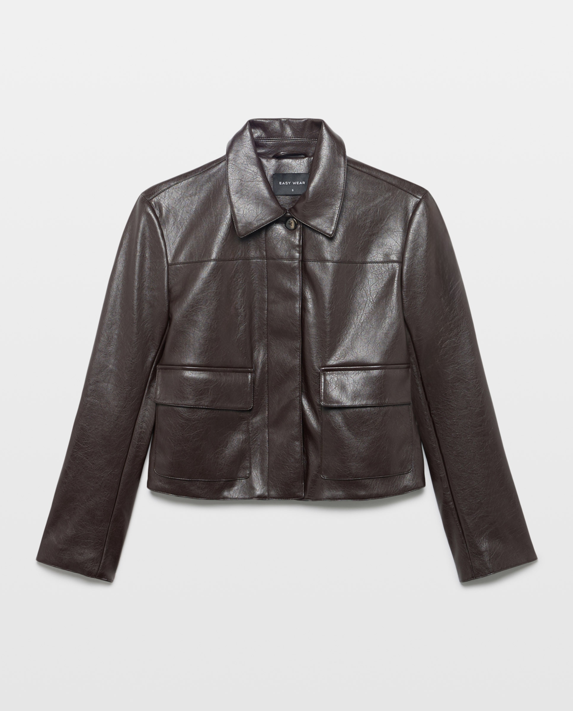 Chaqueta corta de mujer efecto piel - Easy Wear - Marrón Marrón-4