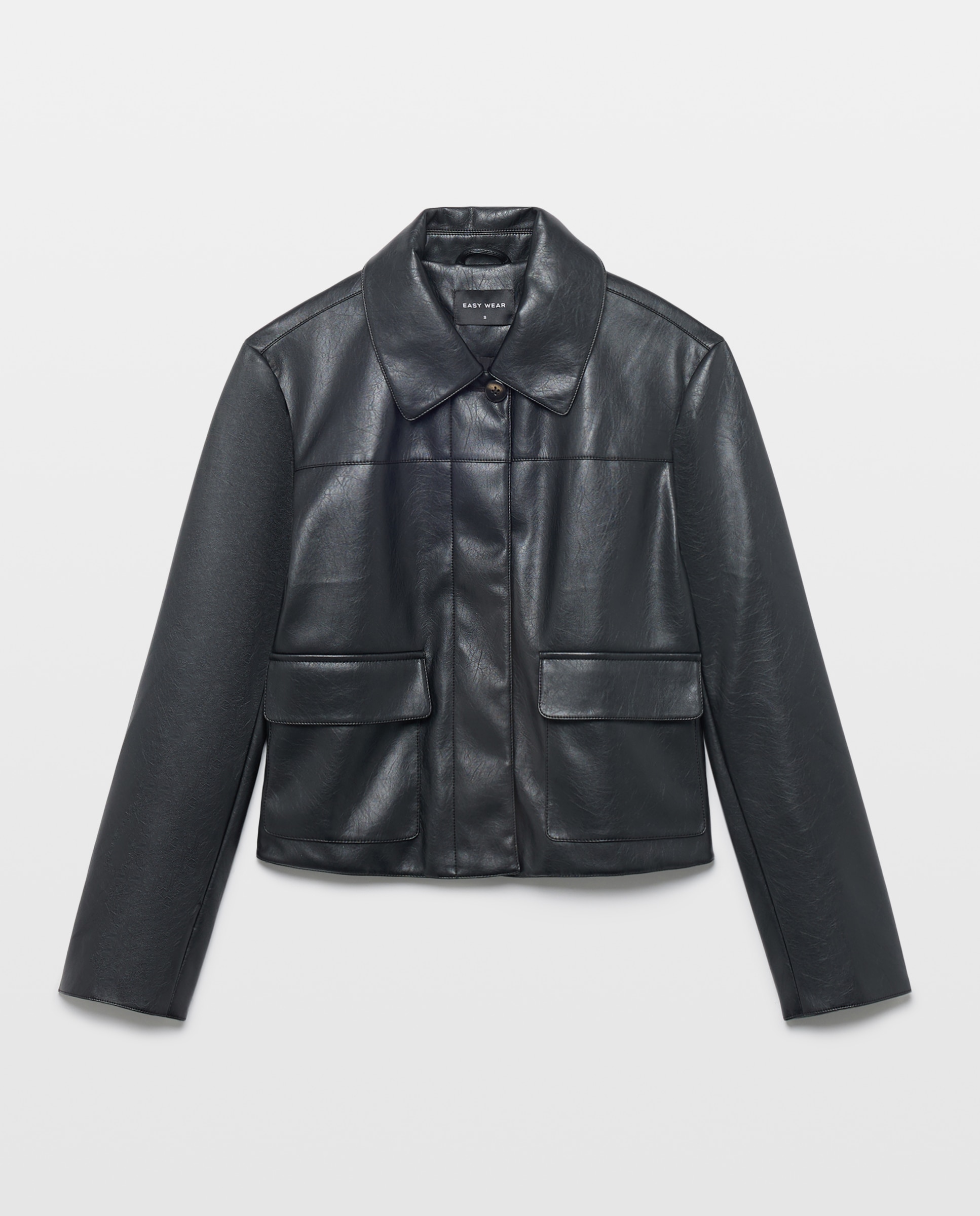 Chaqueta corta de mujer efecto piel - Easy Wear - Negro Negro-4