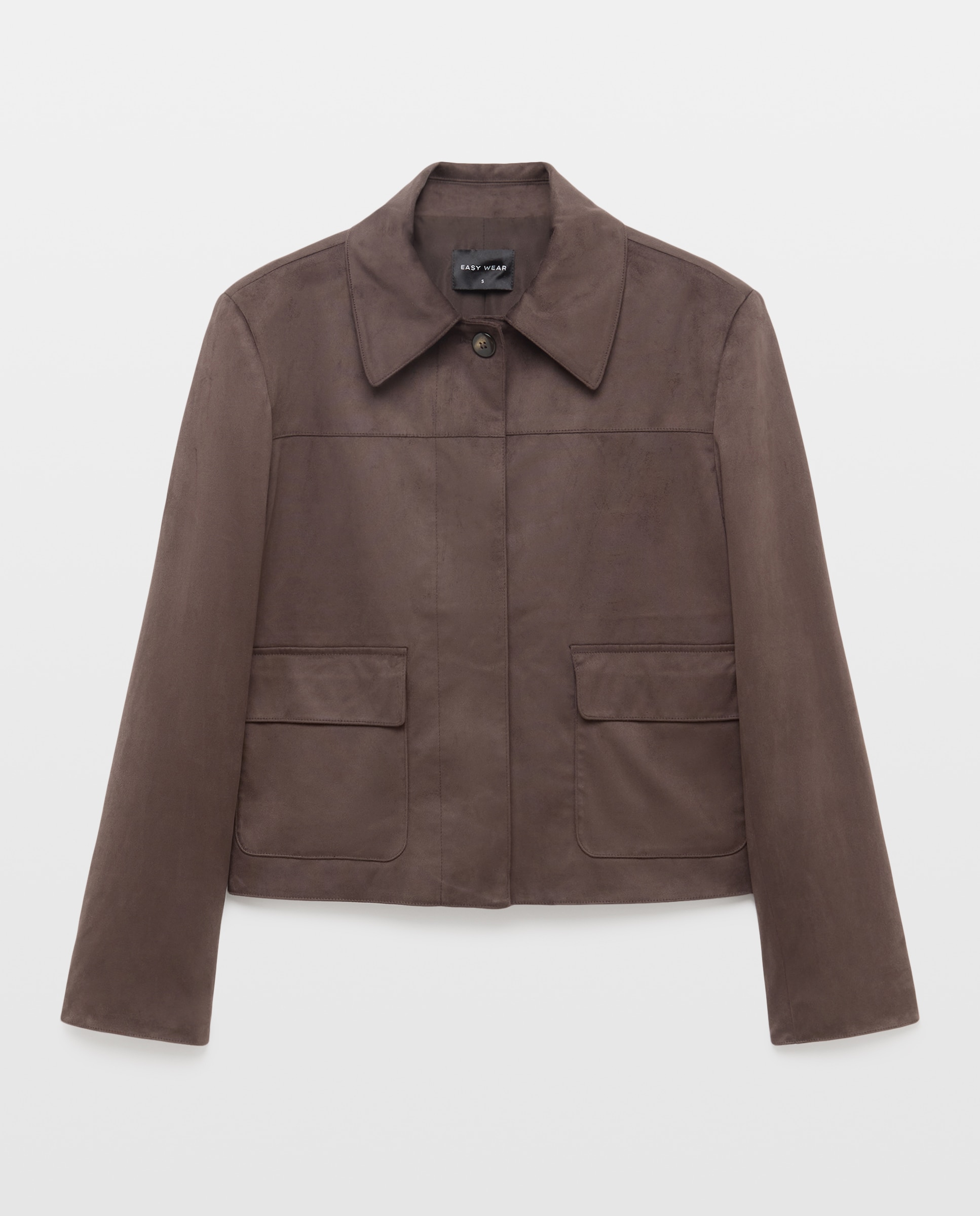 Chaqueta corta de mujer efecto ante - Easy Wear - Marrón Marrón-4