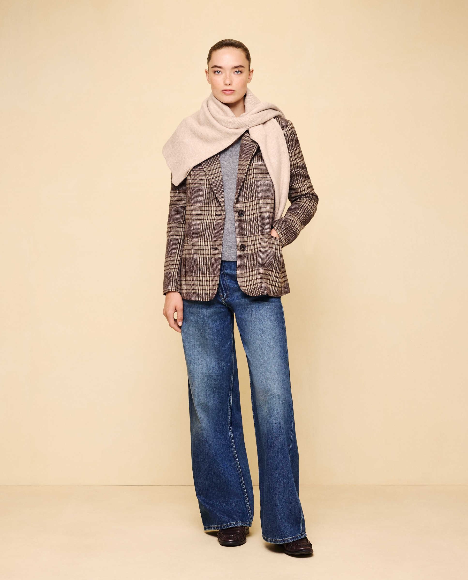 Blazer de mujer recta cuadros - Easy Wear - Verde Verde-1