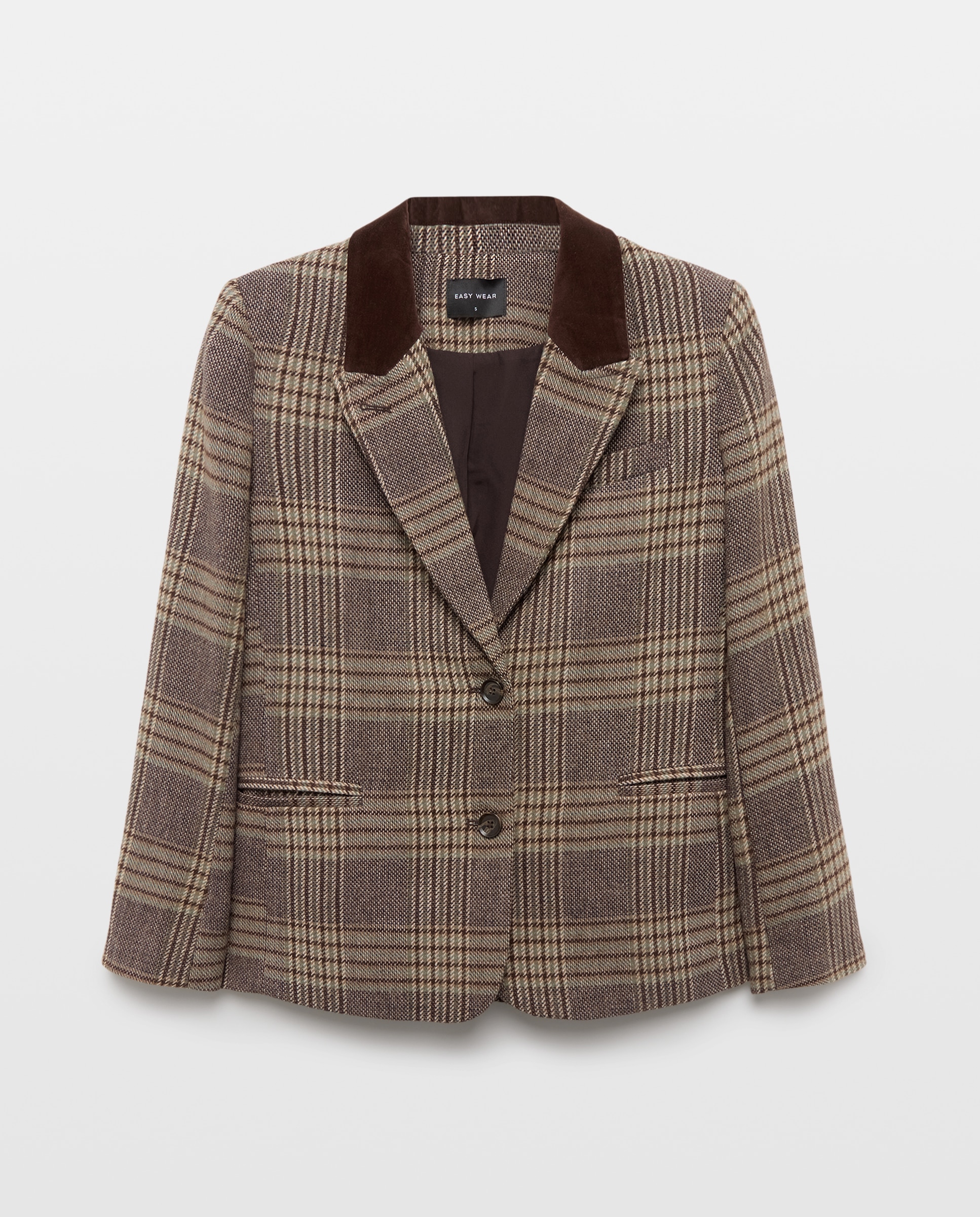 Blazer de mujer recta cuadros - Easy Wear - Verde Verde-4