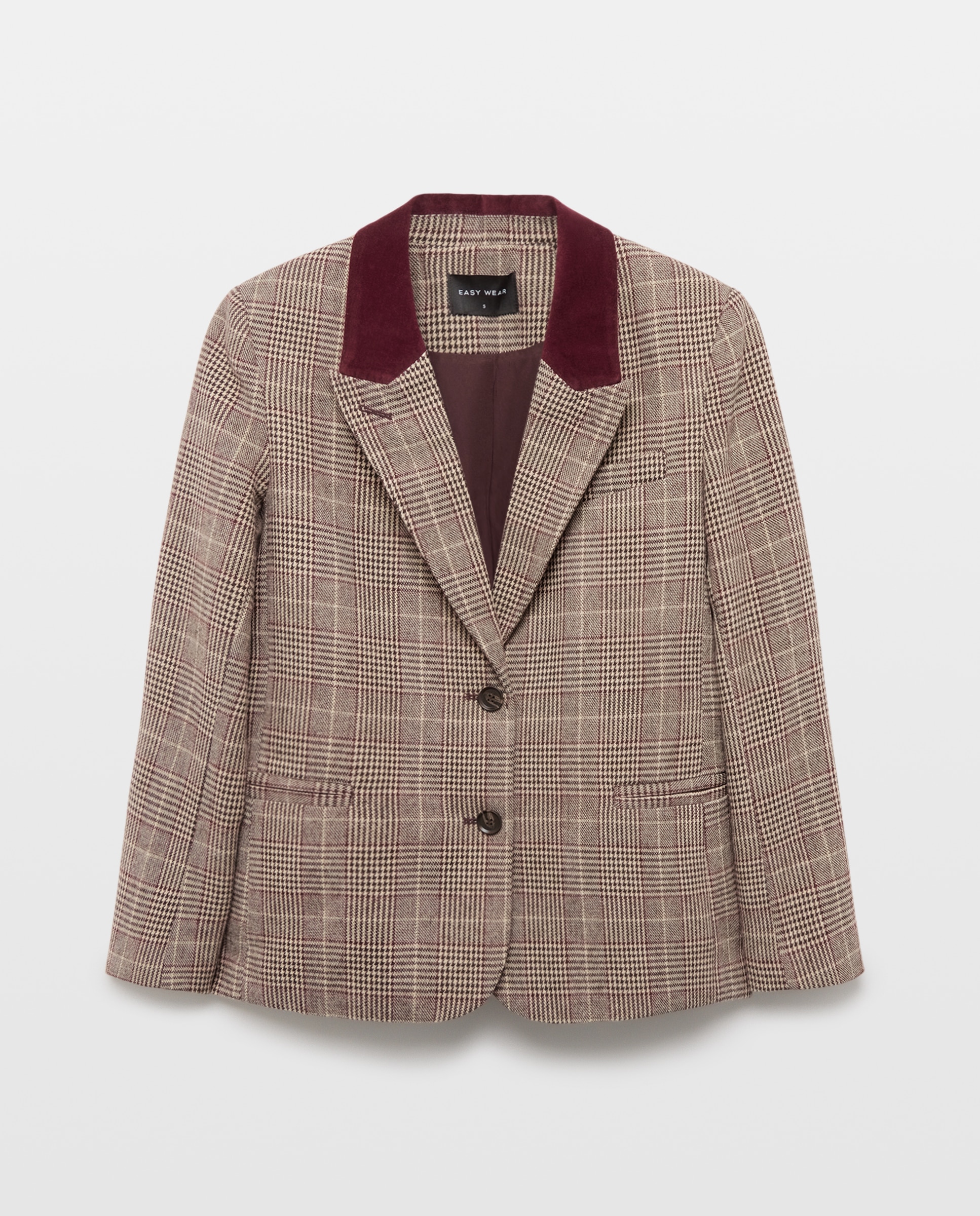 Blazer de mujer recta cuadros - Easy Wear - Blanco Blanco-4