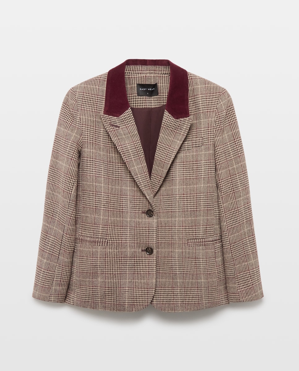 Imagen 0 de Blazer de mujer recta cuadros Blanco