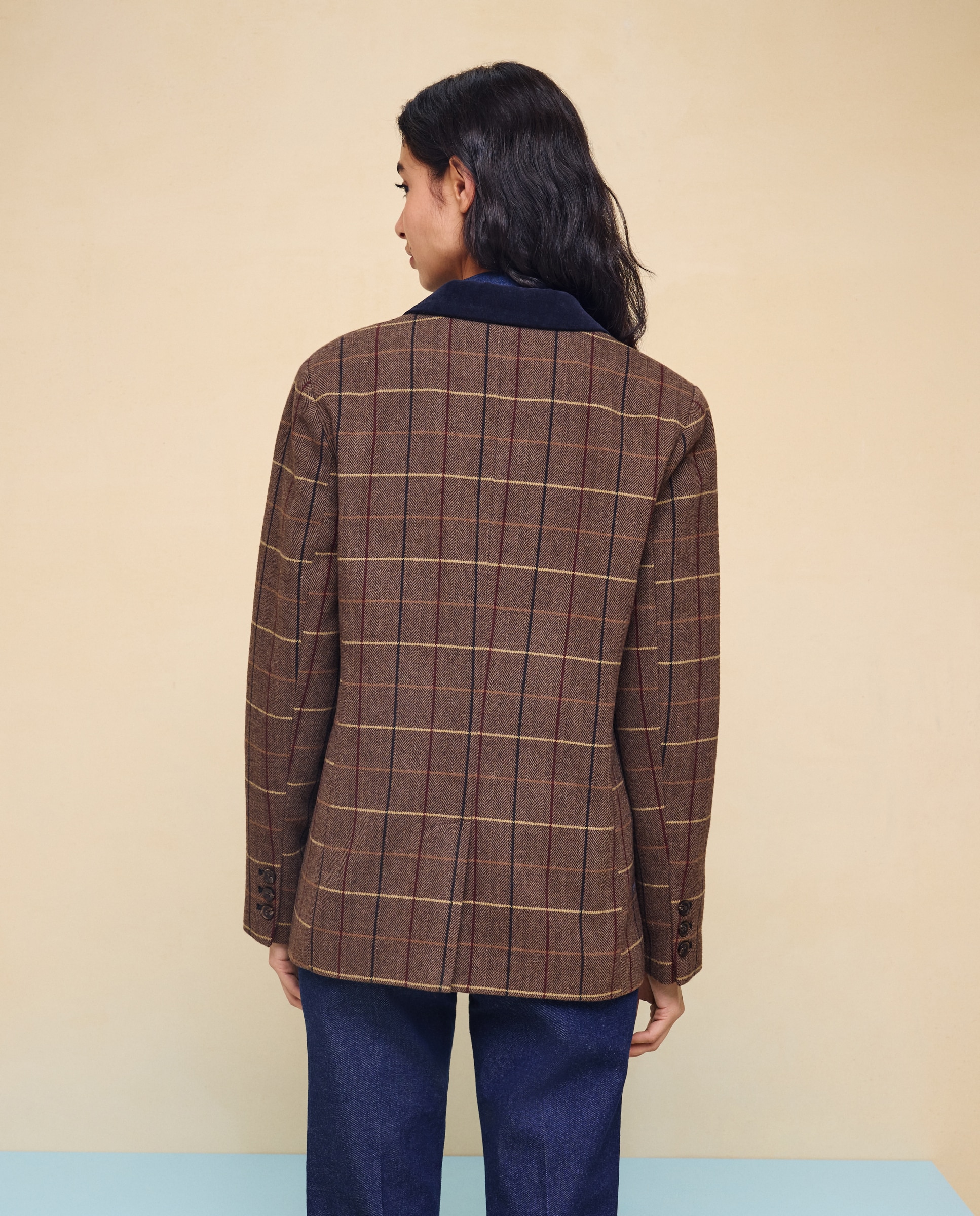 Blazer de mujer recta cuadros - Easy Wear - Camel Camel-3