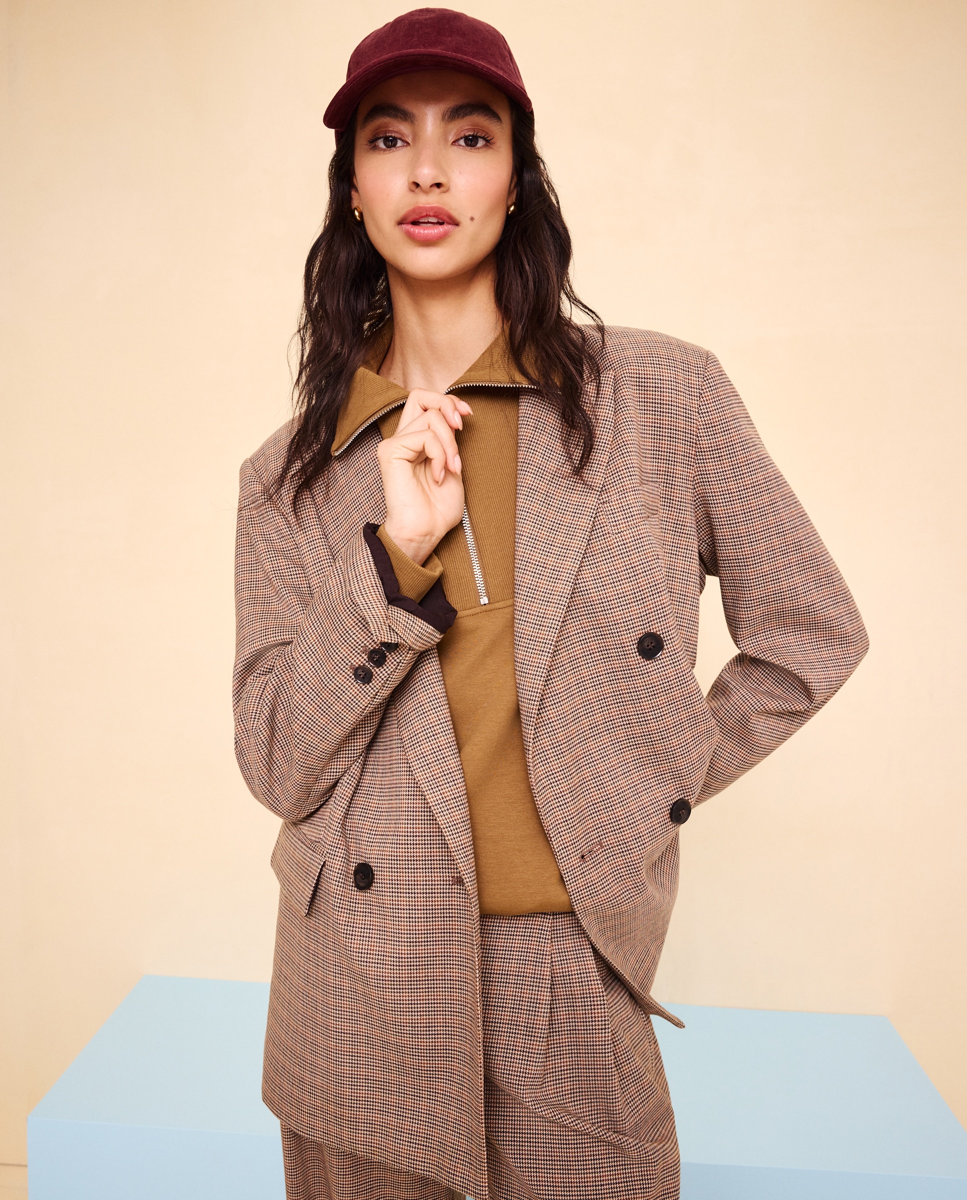 Imagen 1 de Blazer de mujer cruzada cuadros - Easy Wear - 820 Gris medio 820 Gris medio
