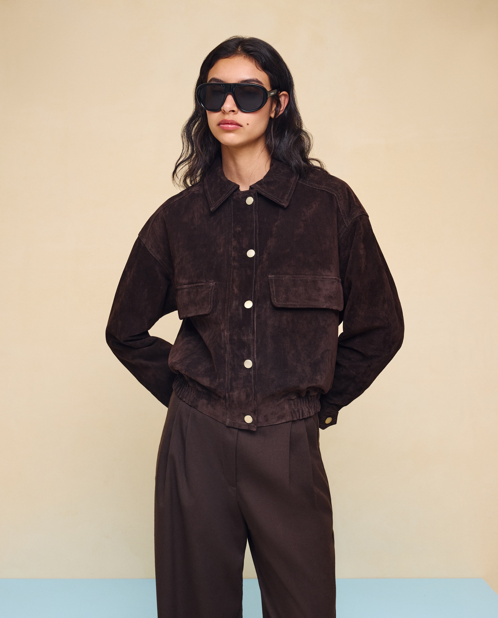 Imagen 1 de Cazadora de mujer de piel ante - Easy Wear - Chocolate Chocolate