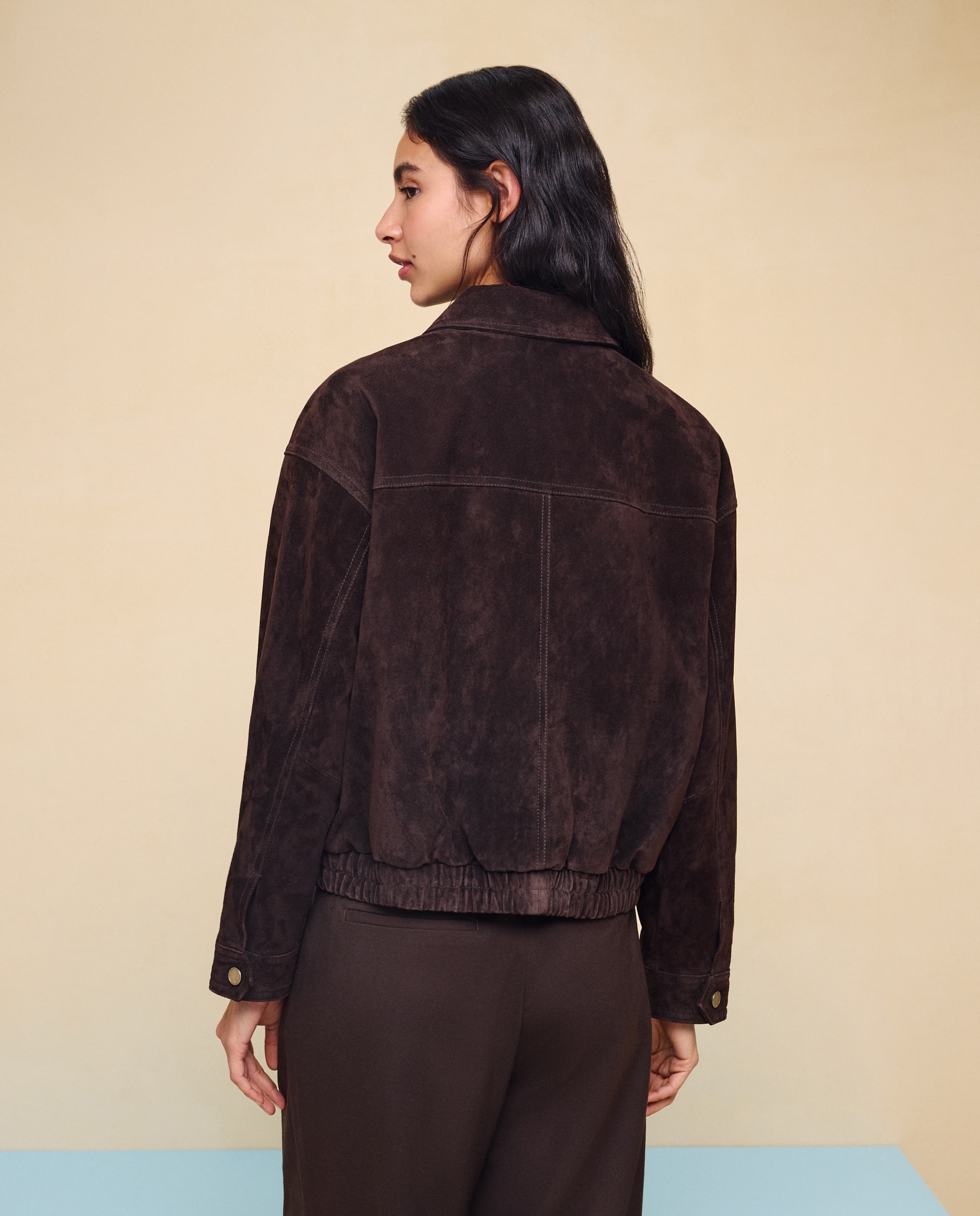 Imagen 3 de Cazadora de mujer de piel ante - Easy Wear - Chocolate Chocolate