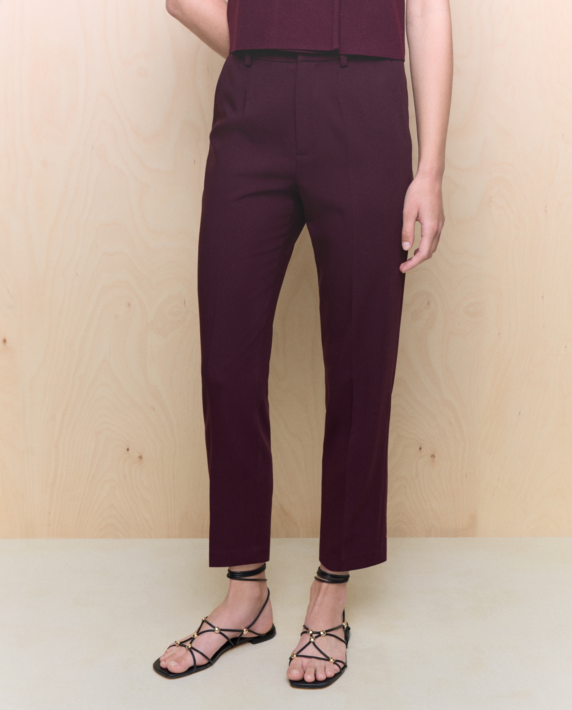 Calças Formais Lisas Bordeaux-2