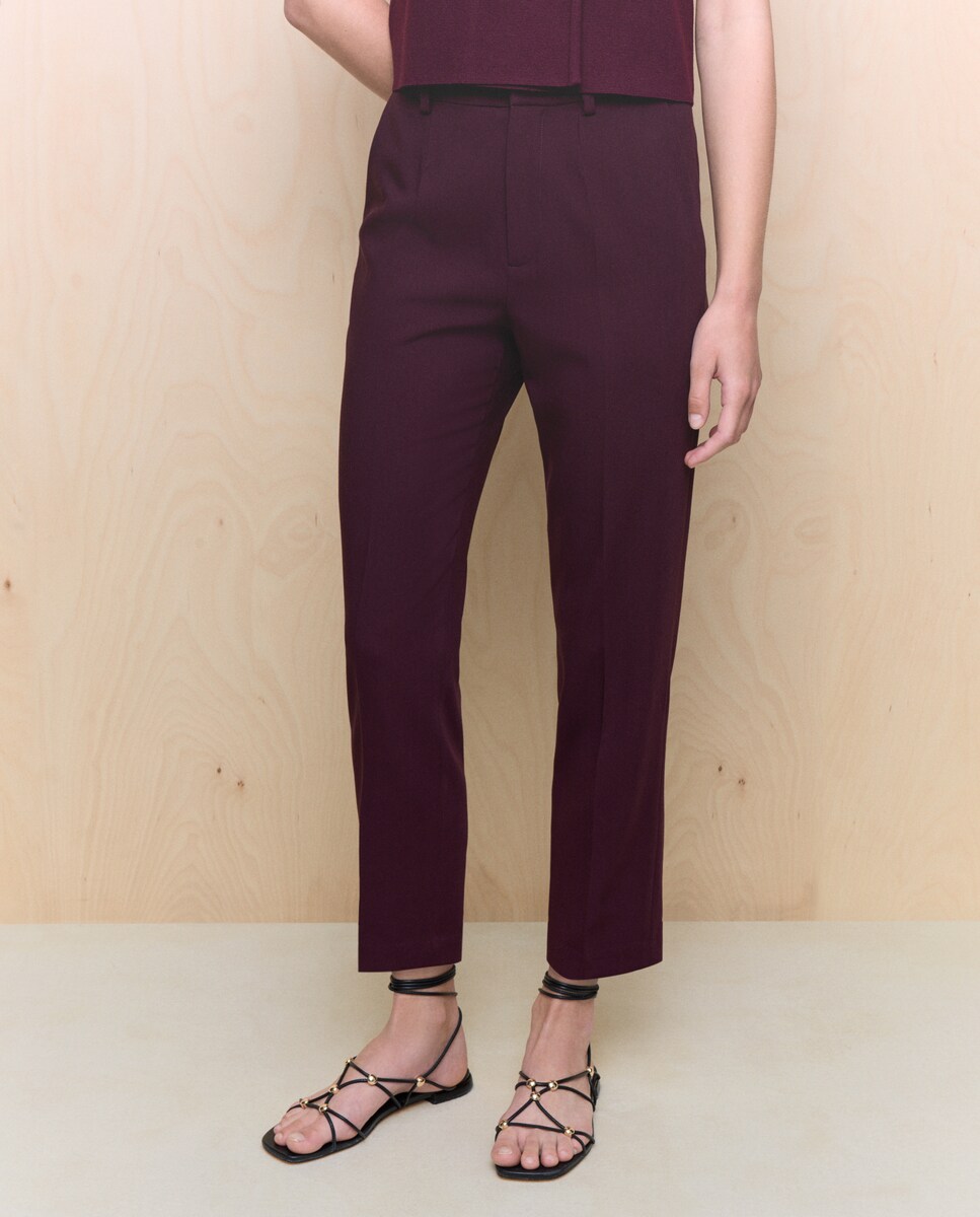 Calças Formais Lisas Bordeaux-2