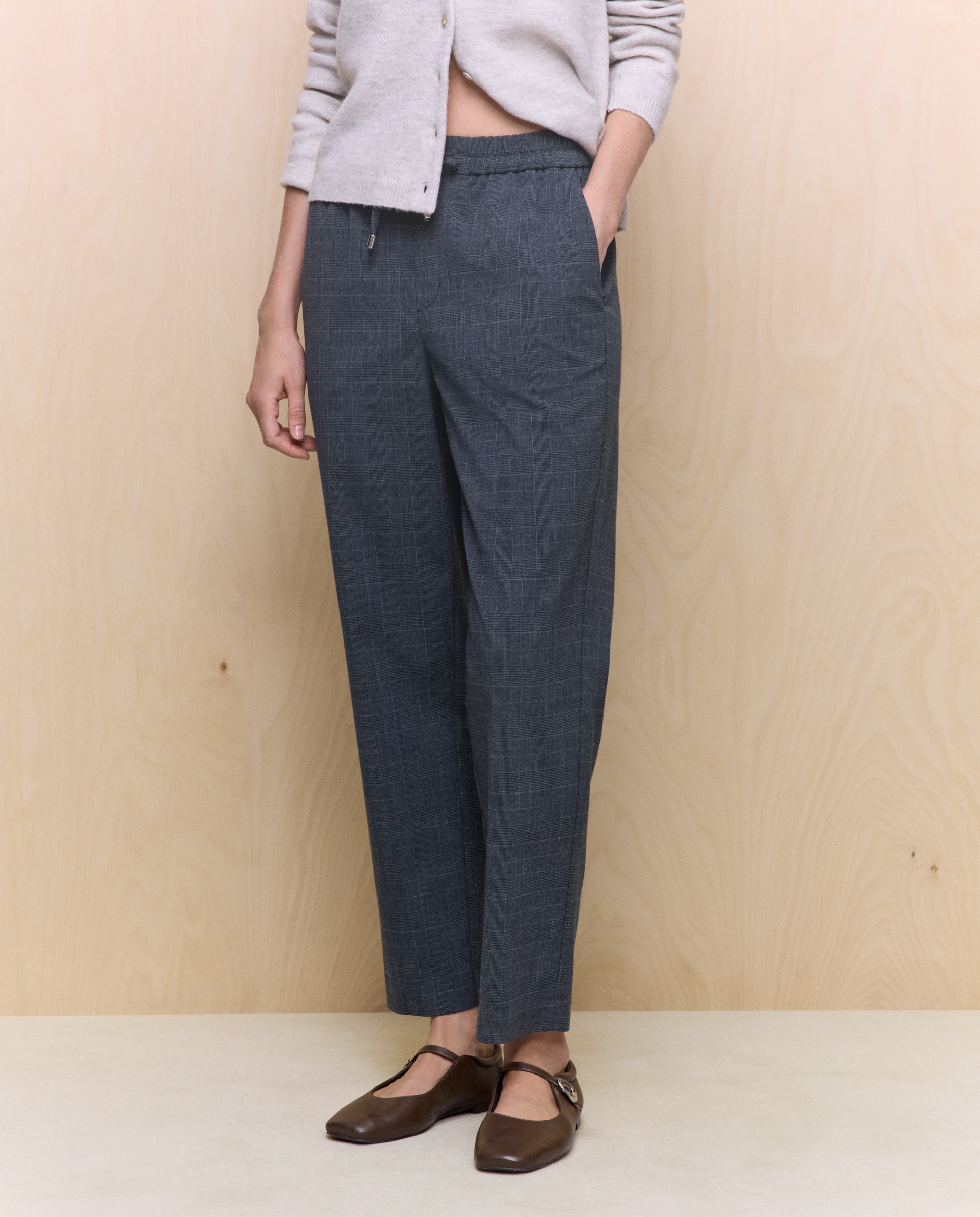 Calças Formais Lisas Cinzento-2