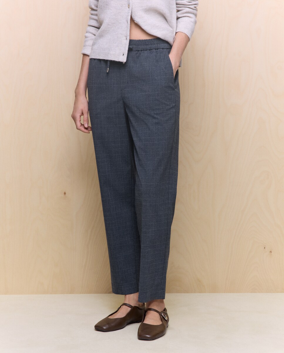 Calças Formais Lisas Cinzento-2