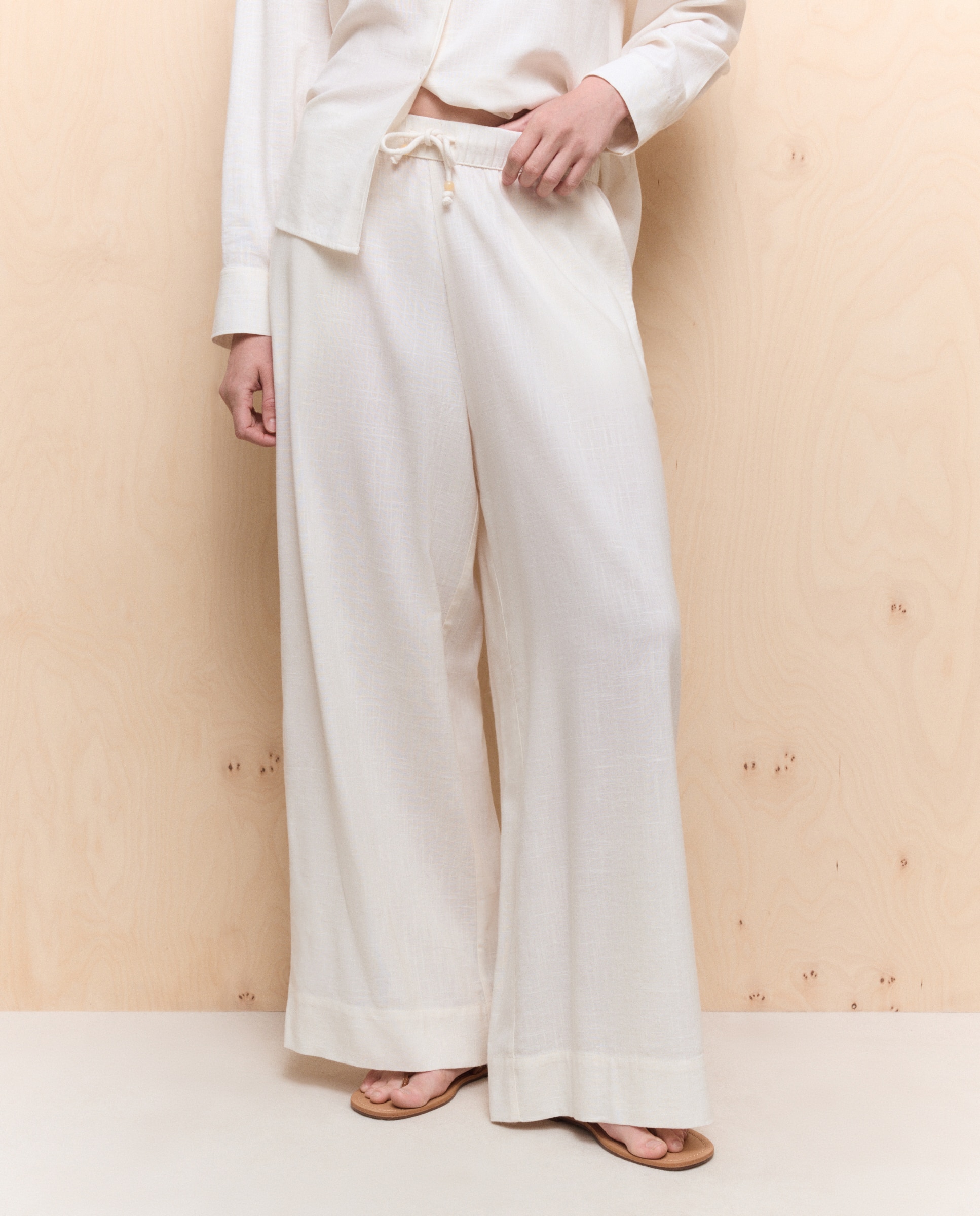Pantalón de mujer recto ancho - Easy Wear - Beige Beige-2