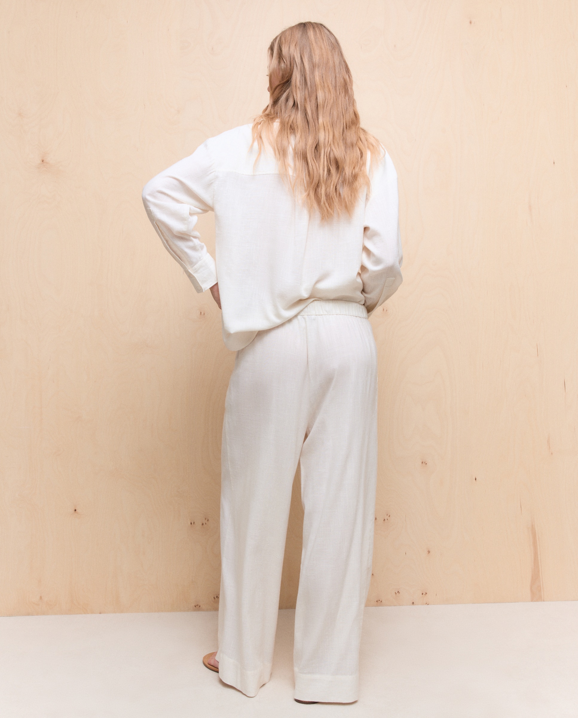 Pantalón de mujer recto ancho - Easy Wear - Beige Beige-3
