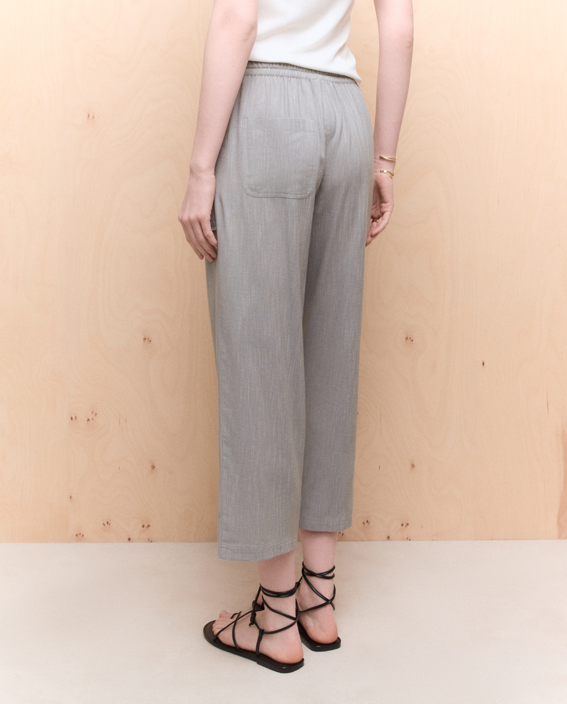 Pantalón jogger crop de mujer con cintura ajustable - Easy Wear - Verde Salvia Verde Salvia-3