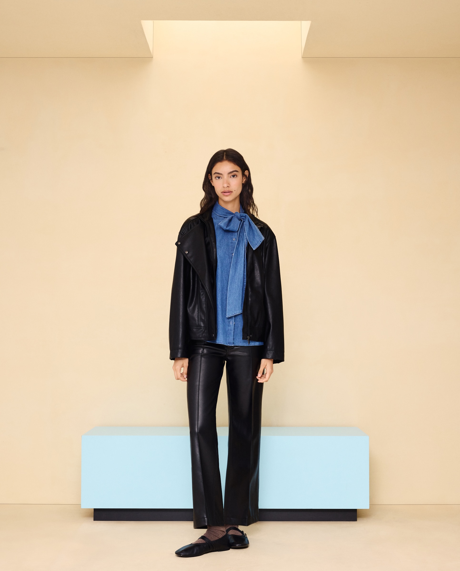 Pantalón efecto piel de mujer - Easy Wear - Negro Negro-1