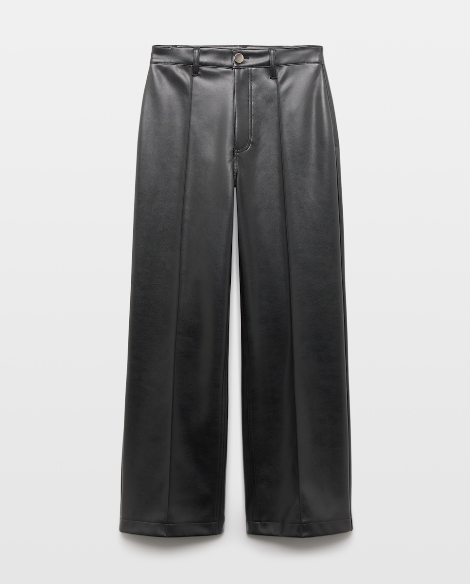 Imagen 0 de Pantalón efecto piel de mujer Marrón