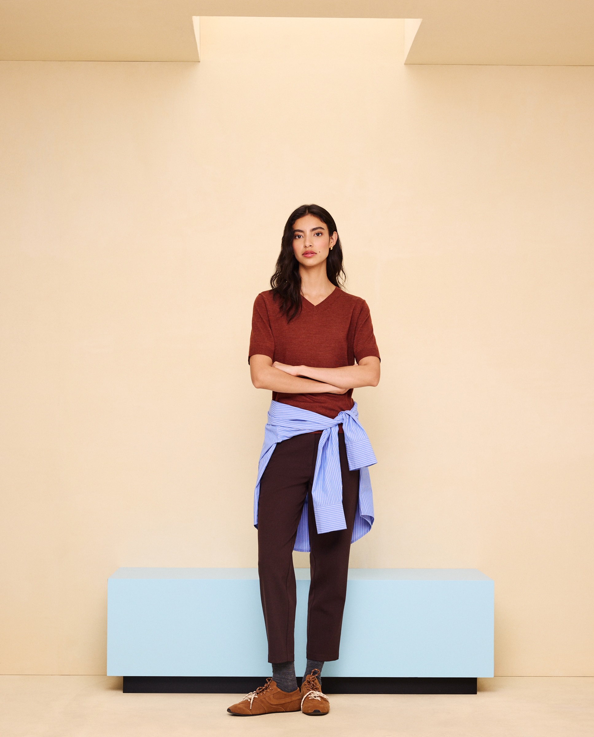 Pantalón de mujer tiro alto - Easy Wear - Marrón Marrón-1