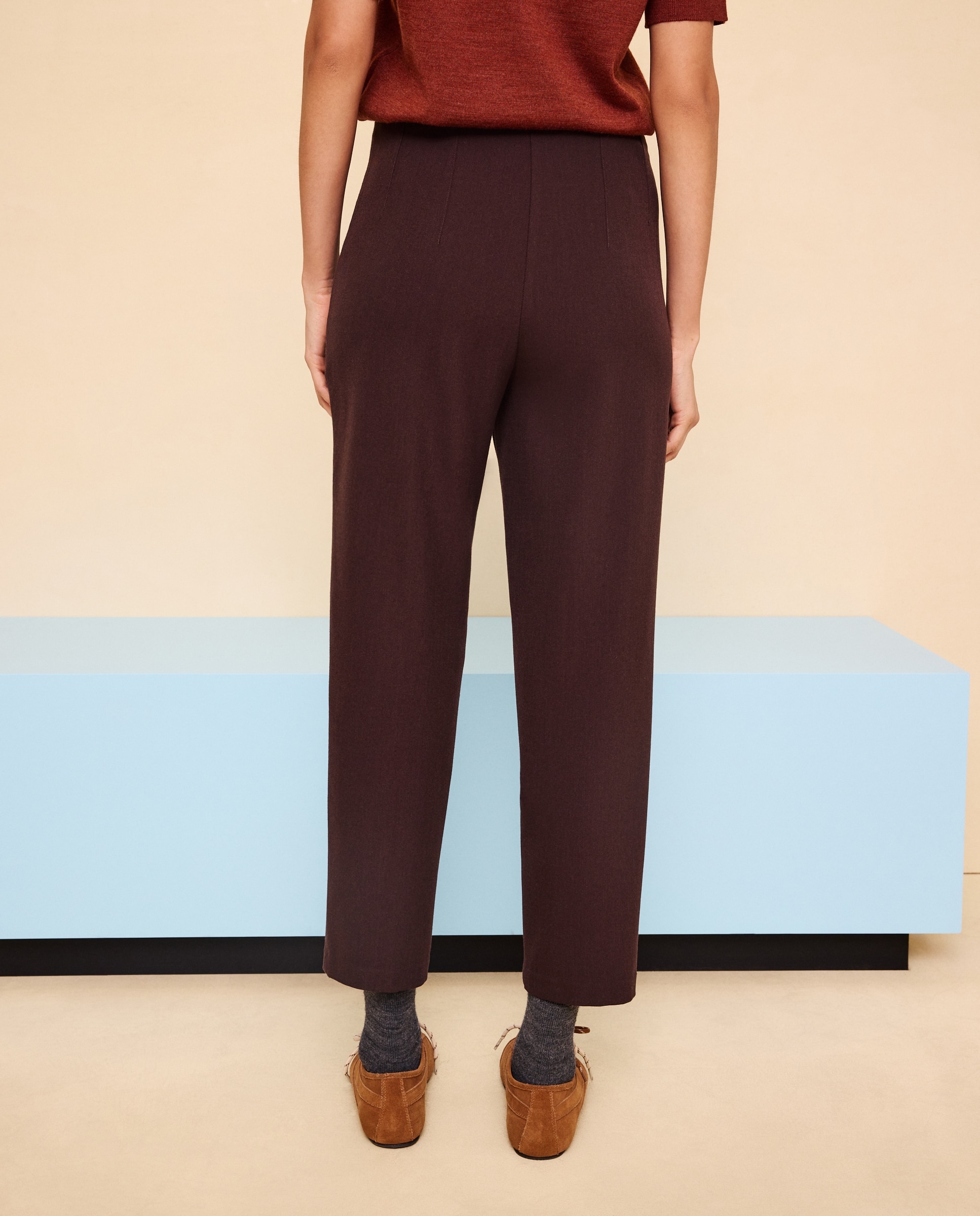 Pantalón de mujer tiro alto - Easy Wear - Marrón Marrón-3