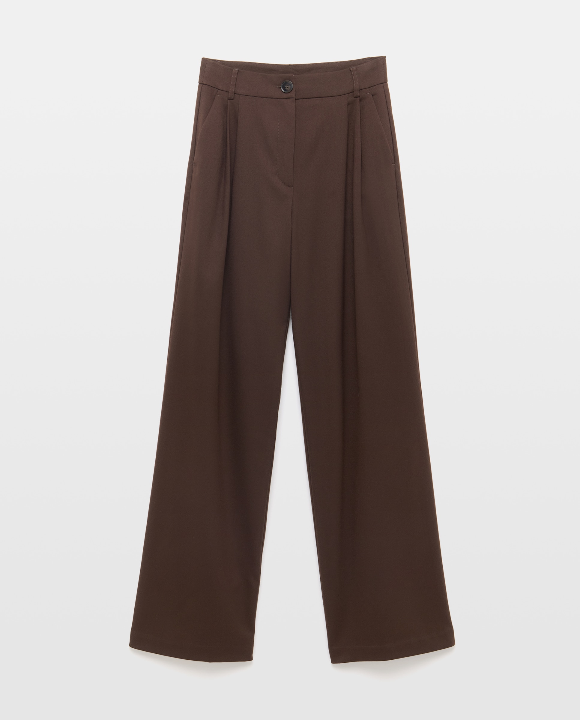 Pantalón de mujer pinzas wide leg - Easy Wear - Chocolate Chocolate-4