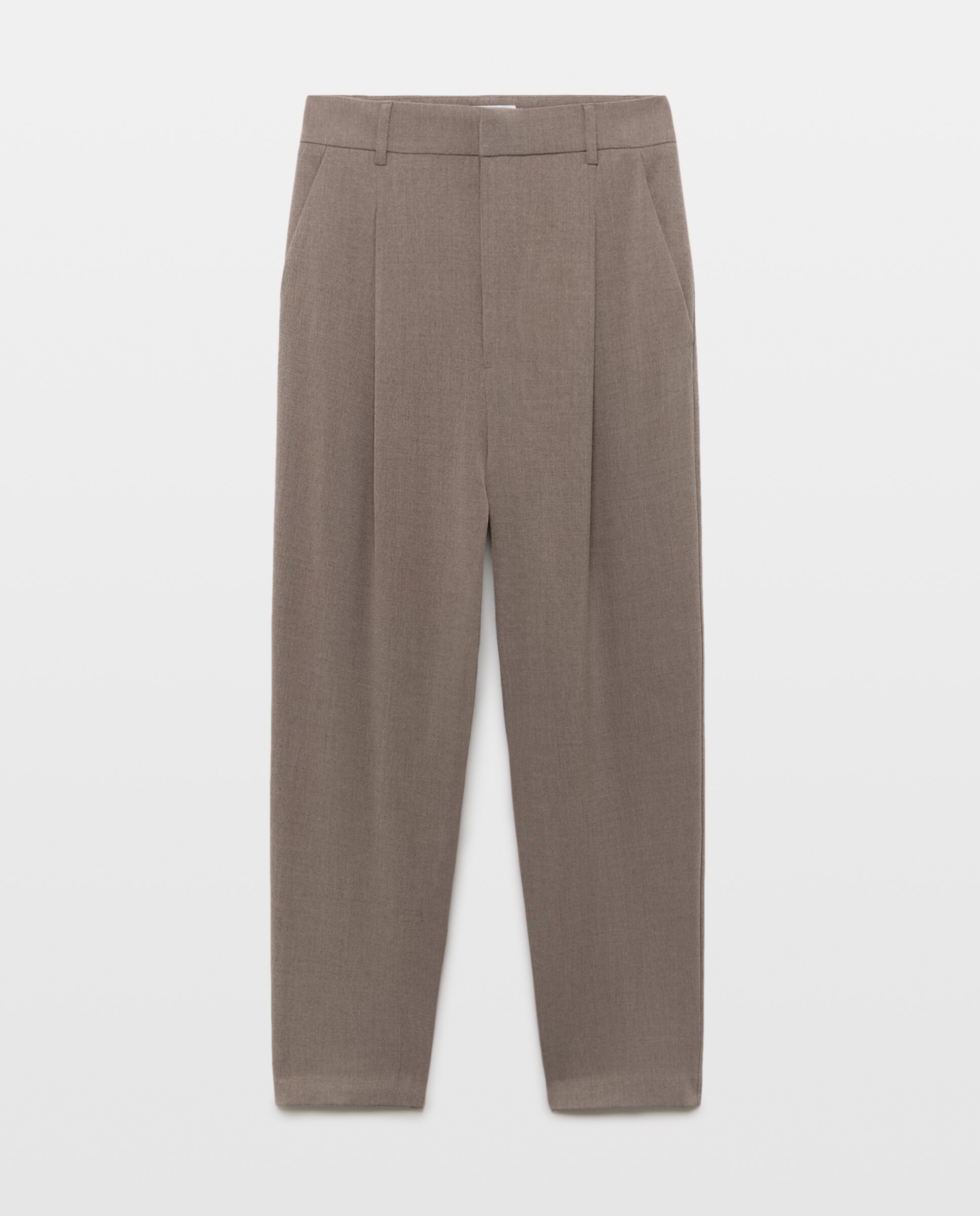 Pantalón de mujer pinzas cinturón - Easy Wear - Visón oscuro Visón oscuro-4