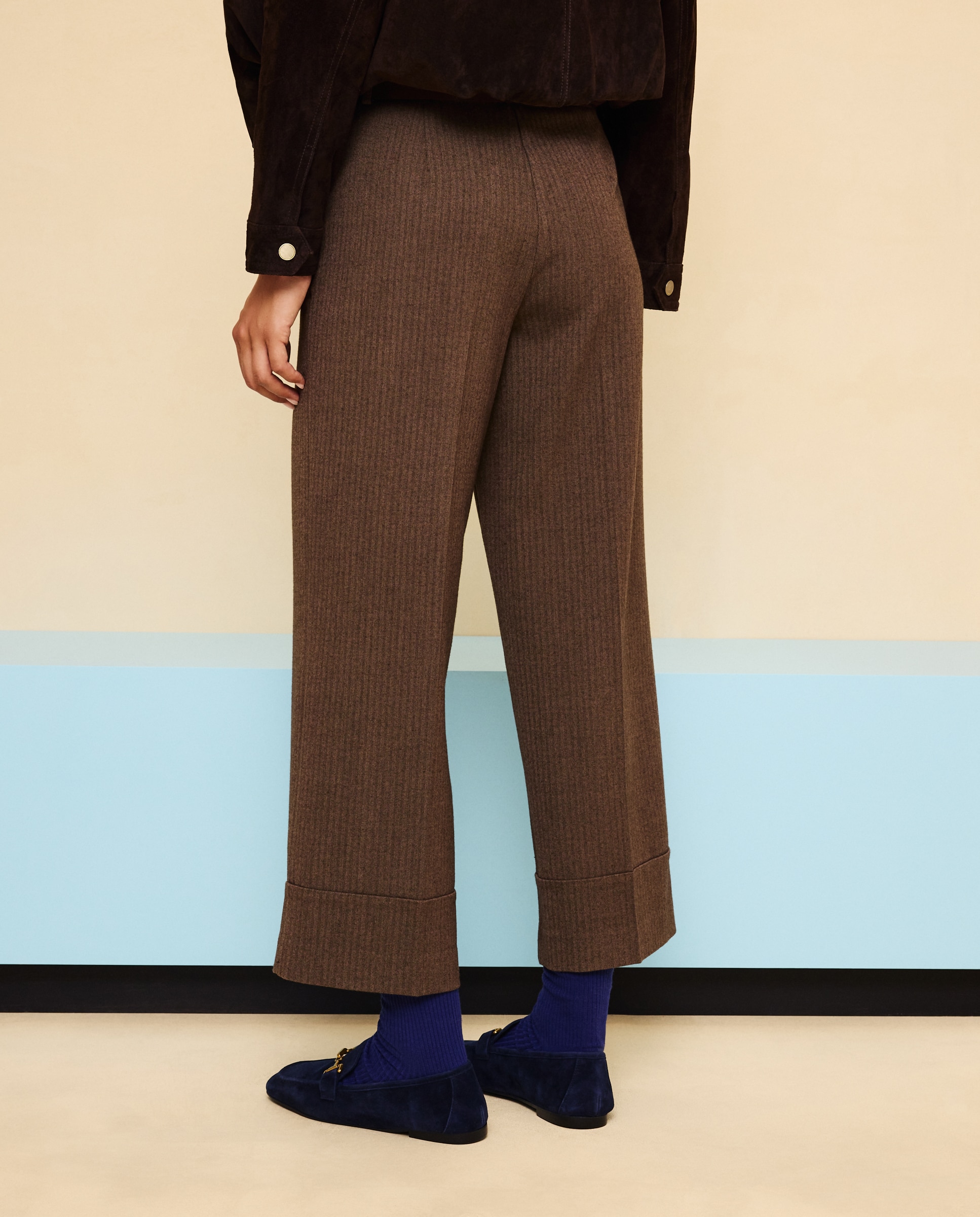 Pantalón de mujer culotte cinturón - Easy Wear - Marrón Marrón-3