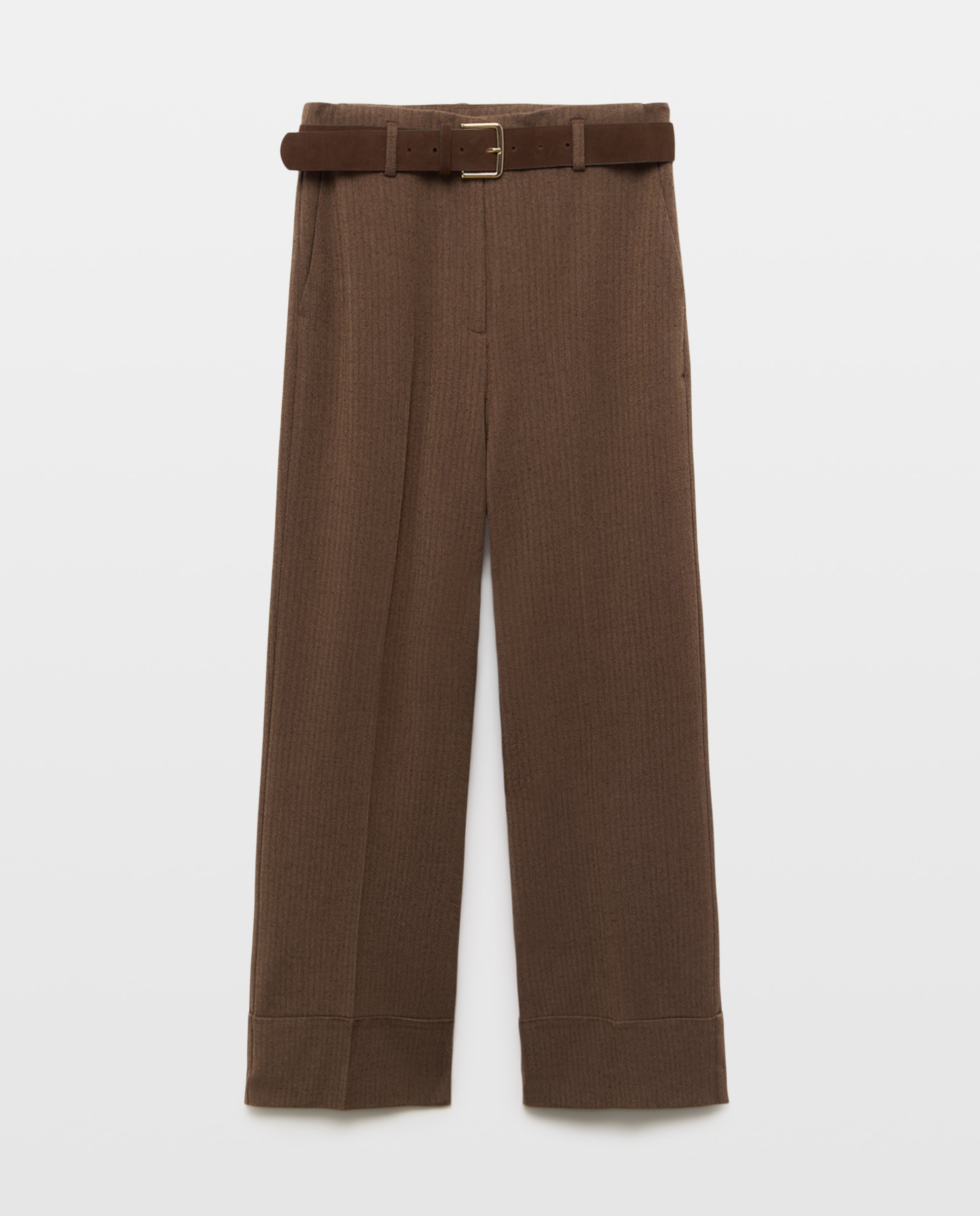 Pantalón de mujer culotte cinturón - Easy Wear - Marrón Marrón-4