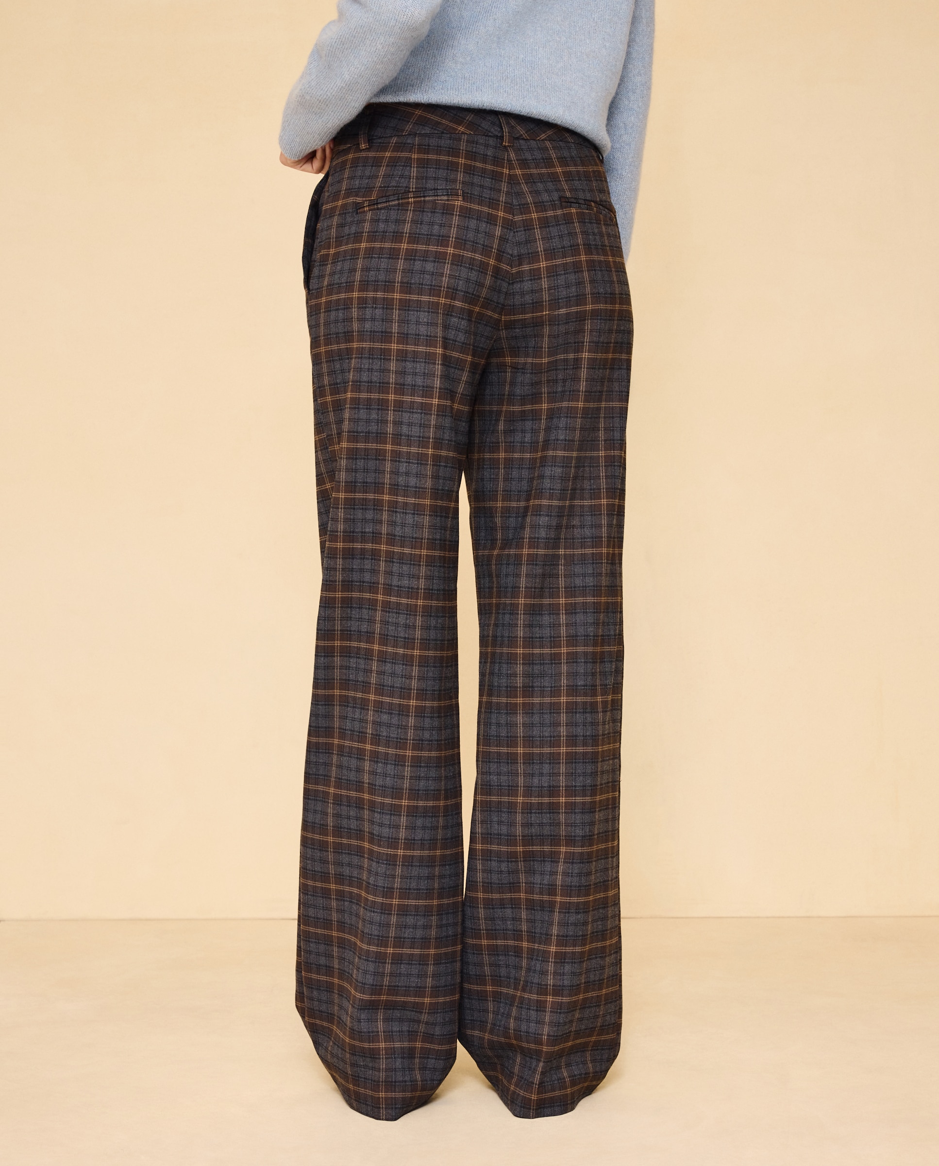 Pantalón recto de mujer cuadros - Easy Wear - Negro Negro-3