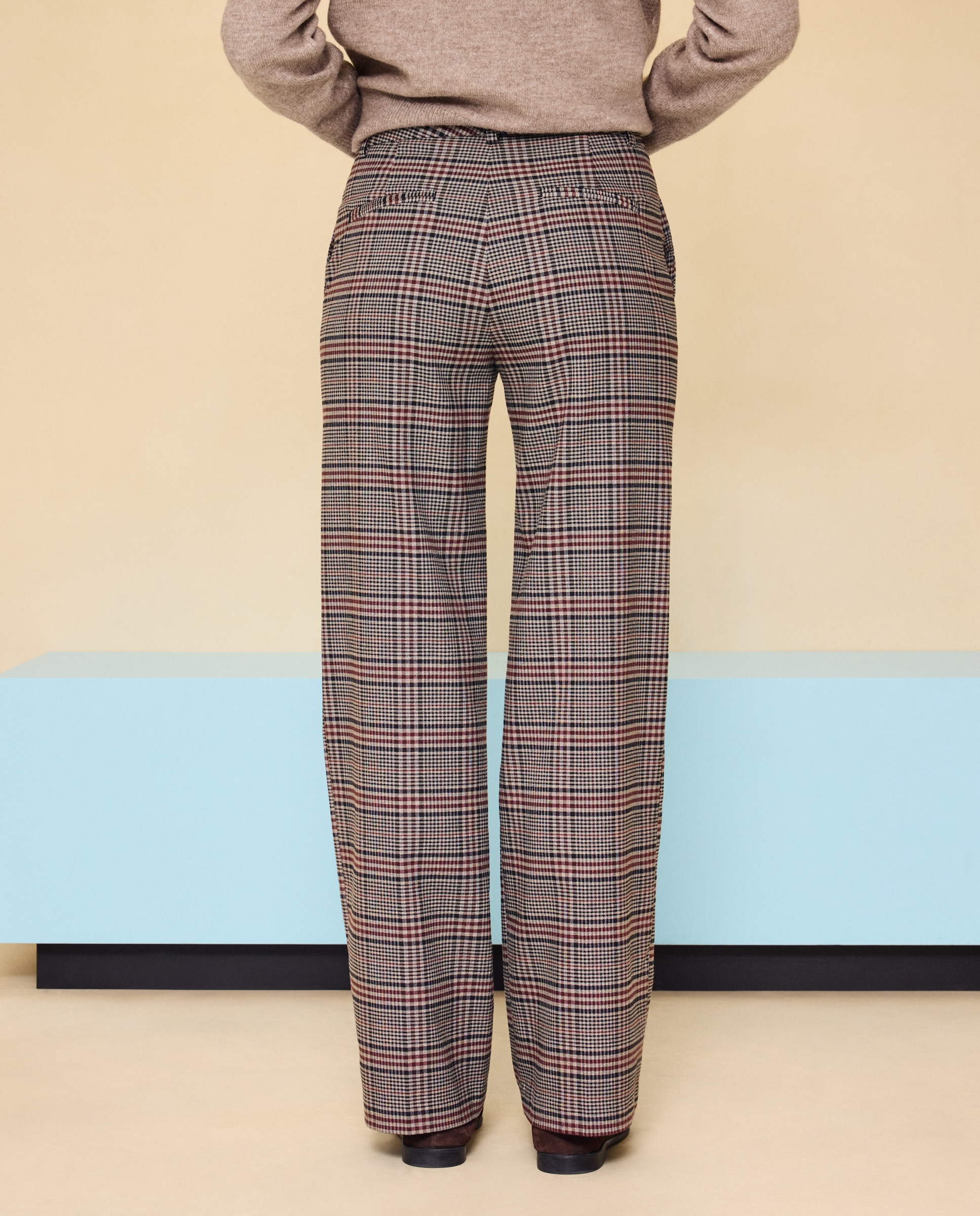 Pantalón recto de mujer cuadros - Easy Wear - Gris Gris-3
