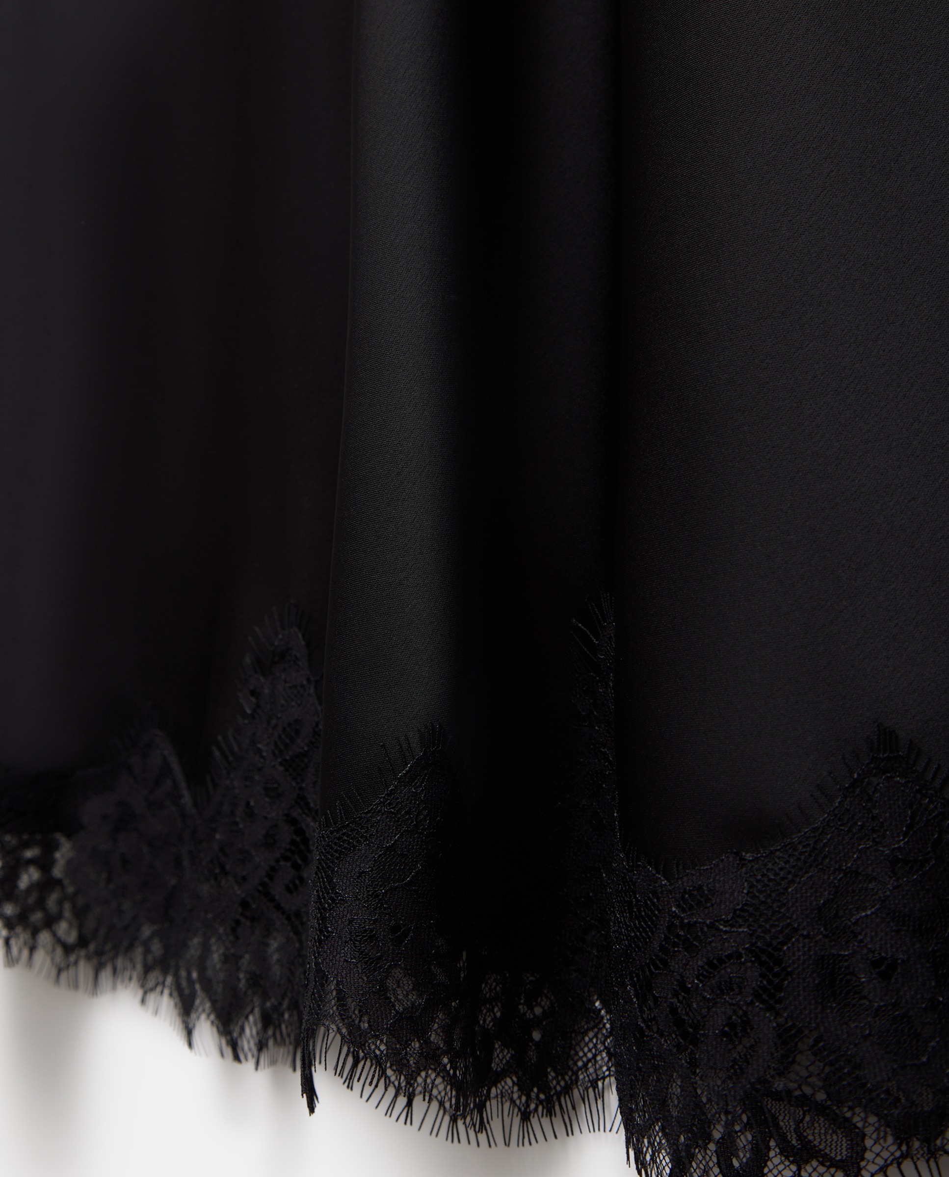 Falda de mujer midi satinada encaje - Easy Wear - Negro Negro-2