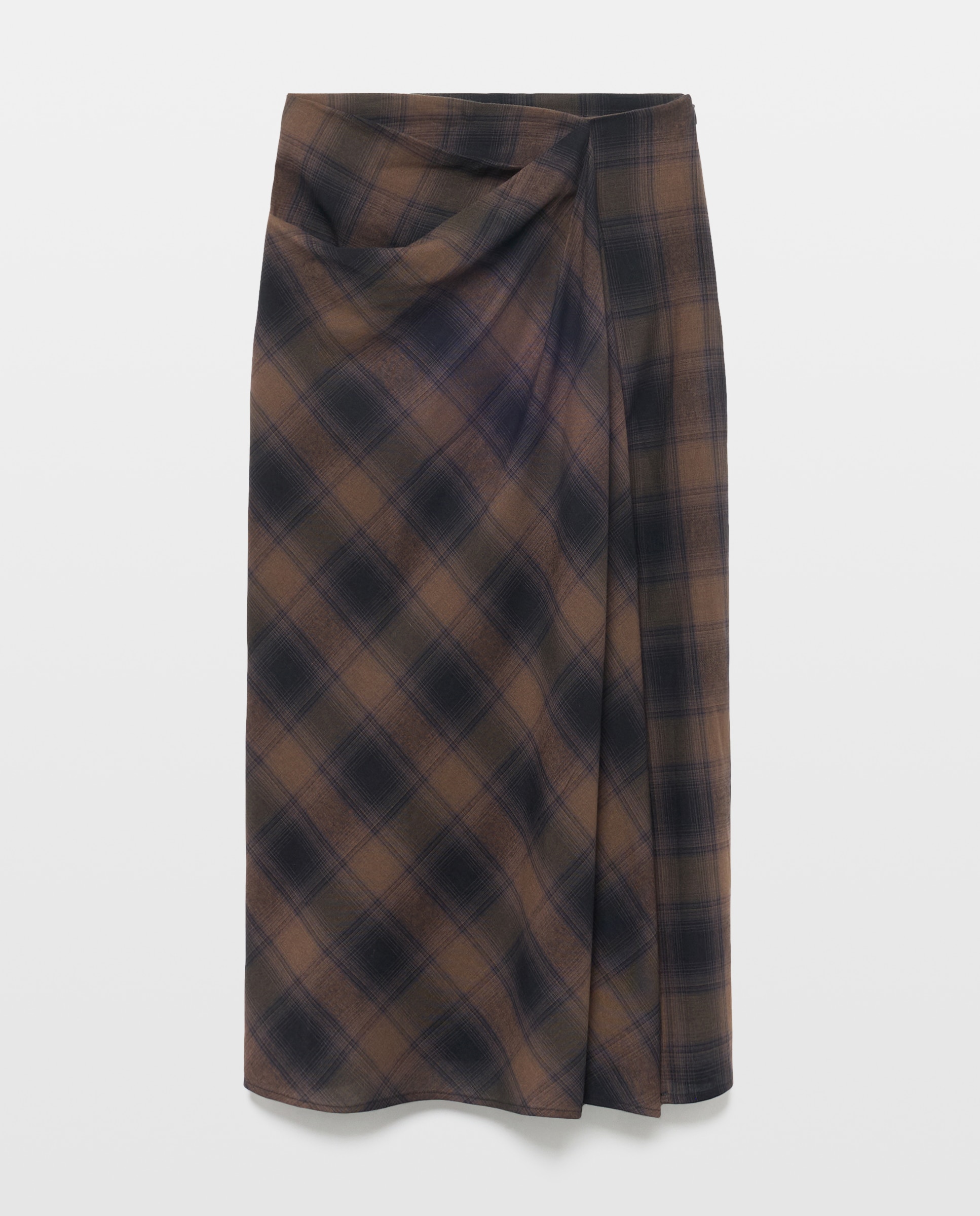 Falda midi cuadro drapeada - Easy Wear - Negro Negro-4