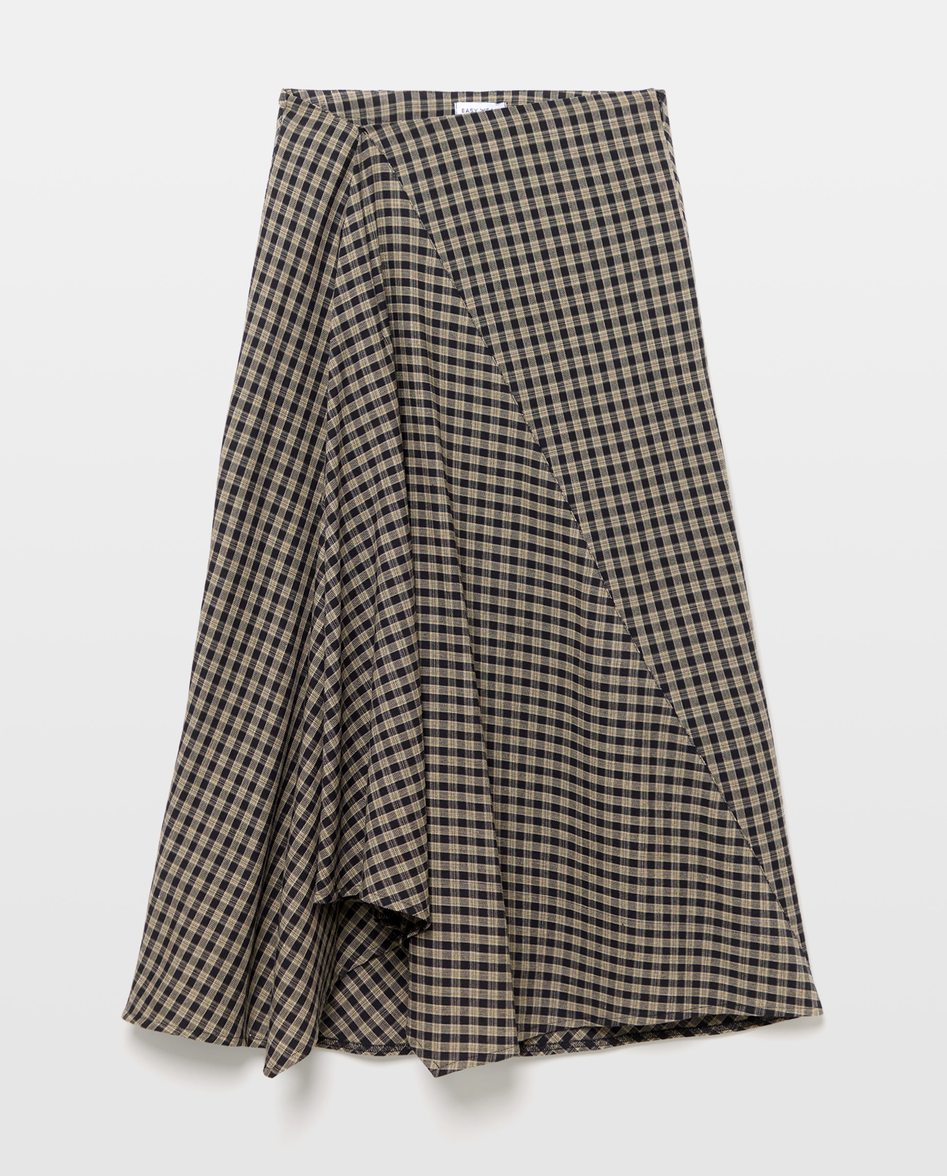 Falda midi cuadro asimétrica - Easy Wear - Negro Negro-4