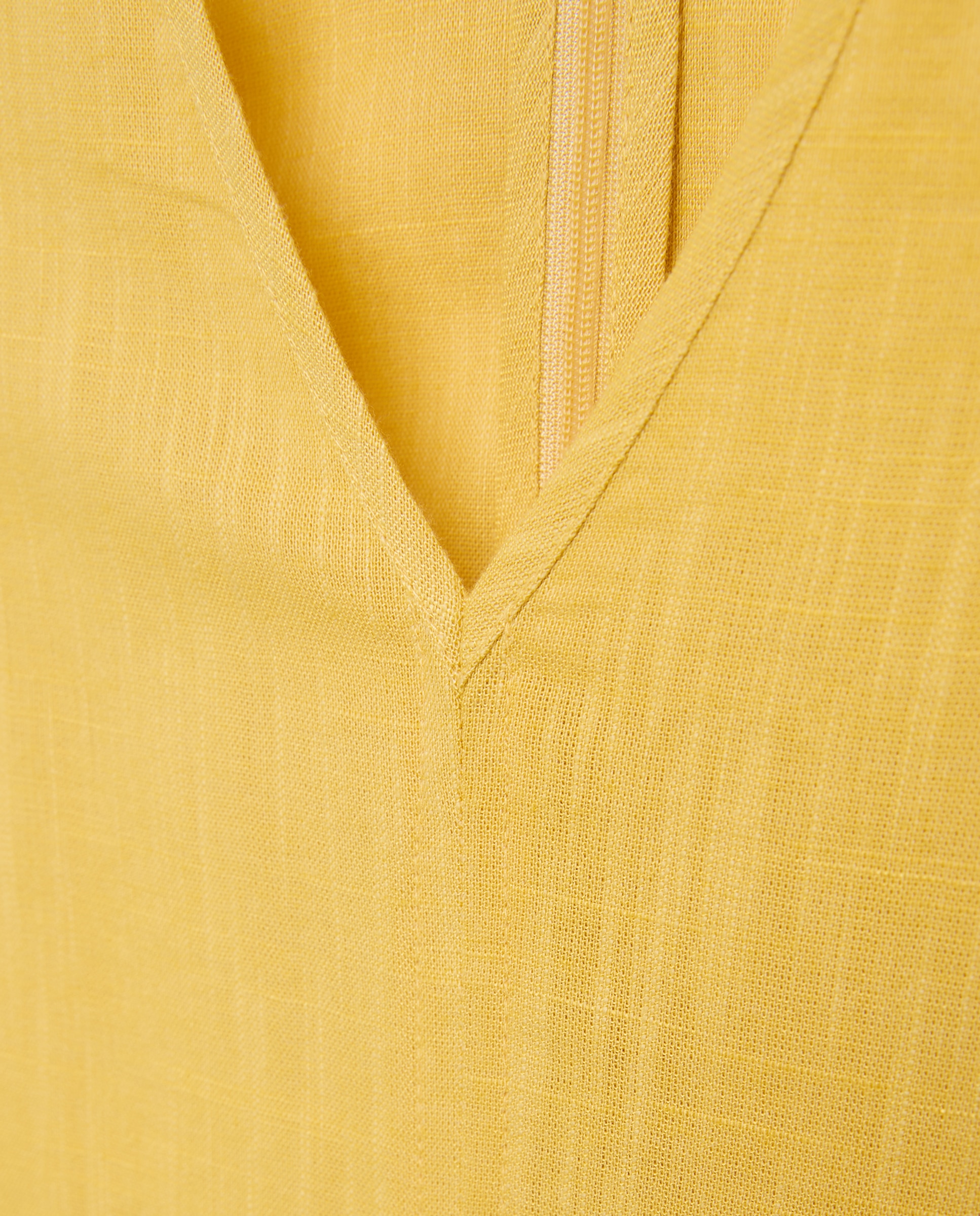 Vestido Comprido com Decote em Bico Amarelo palha-6