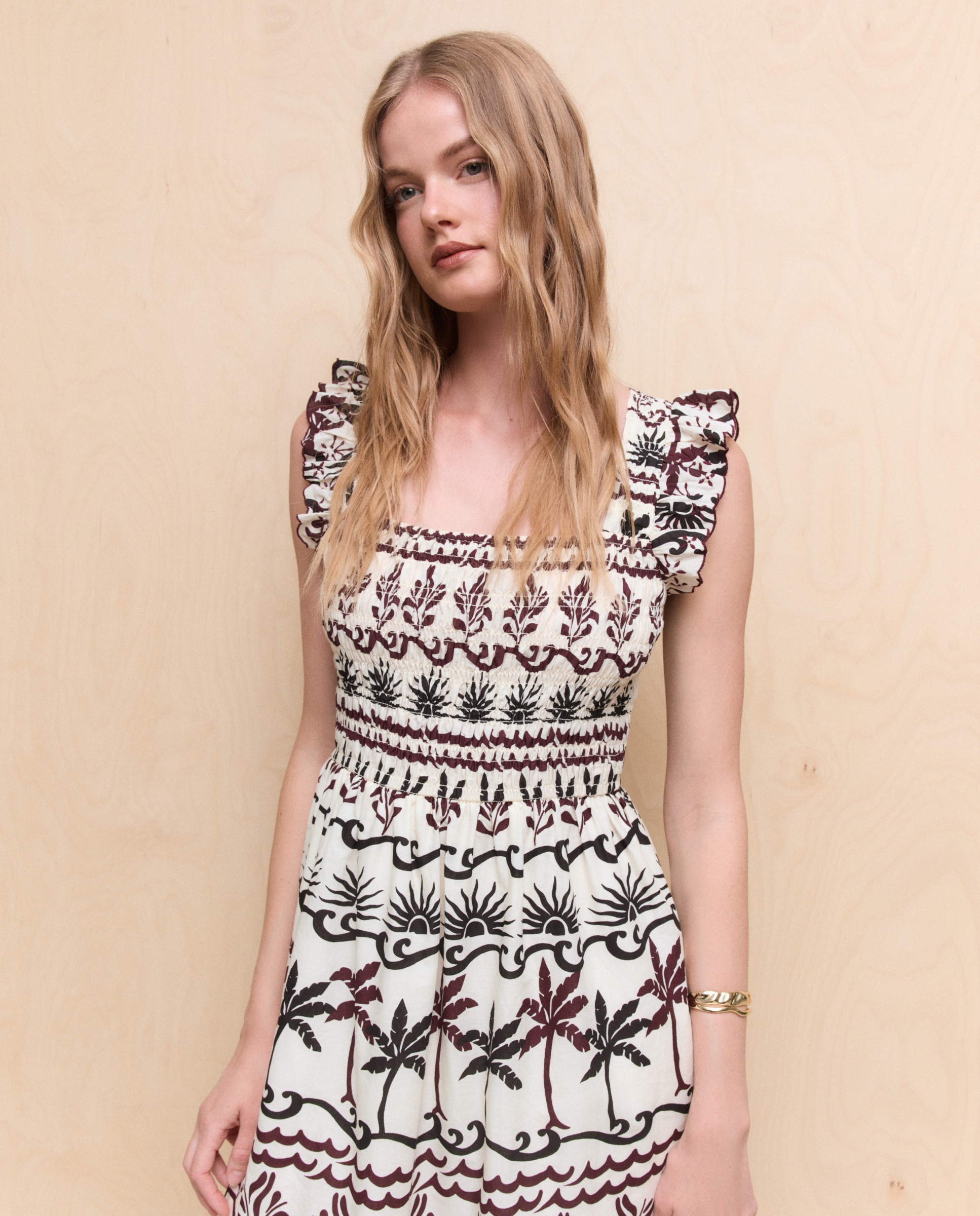 Vestido largo nido de abeja - Easy Wear - Blanco Blanco-4